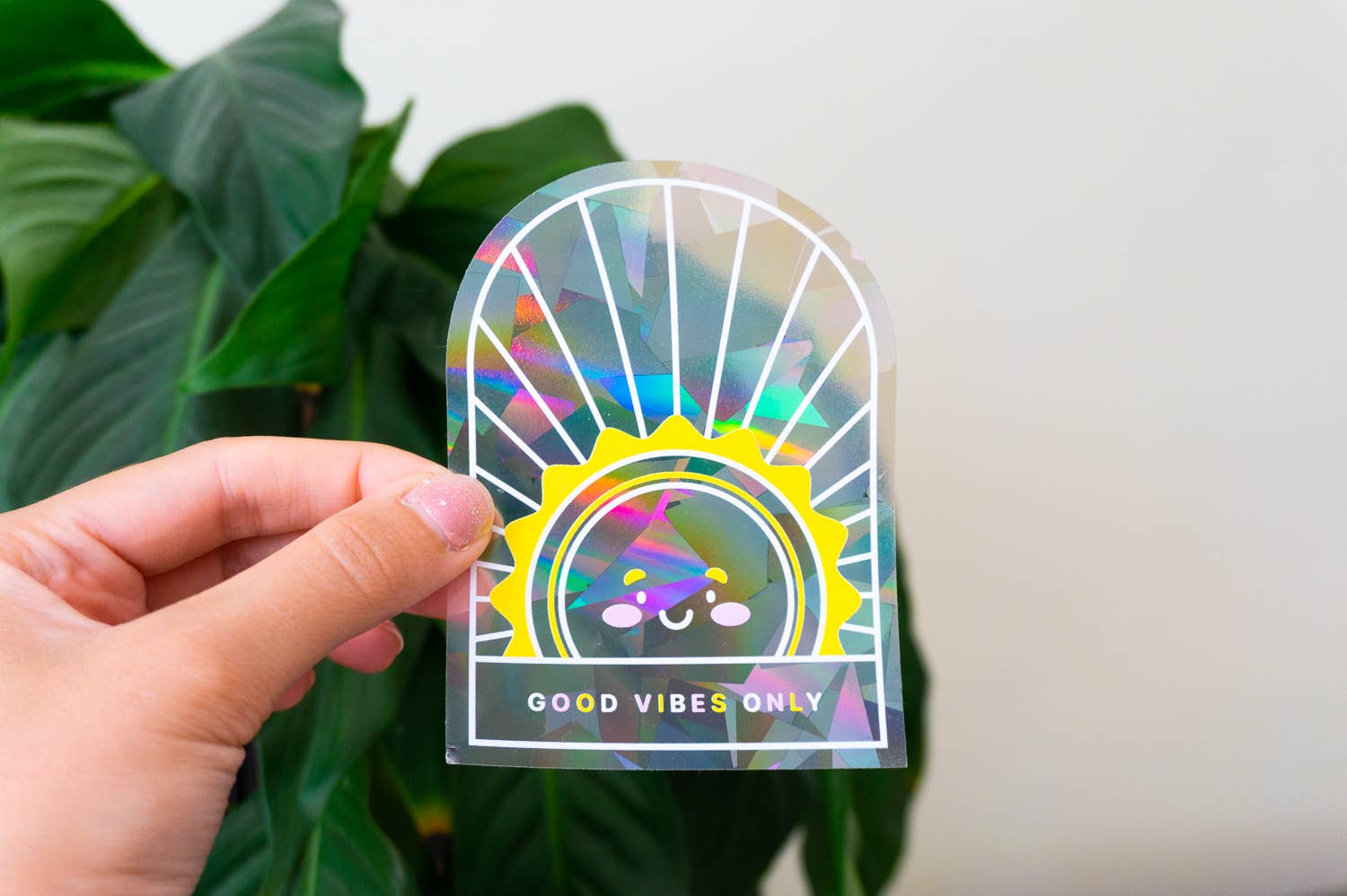 Creative Goodie - Wholesale Sticker - Good vibes Suncatcher sticker, Rainbow sticker, Window decal