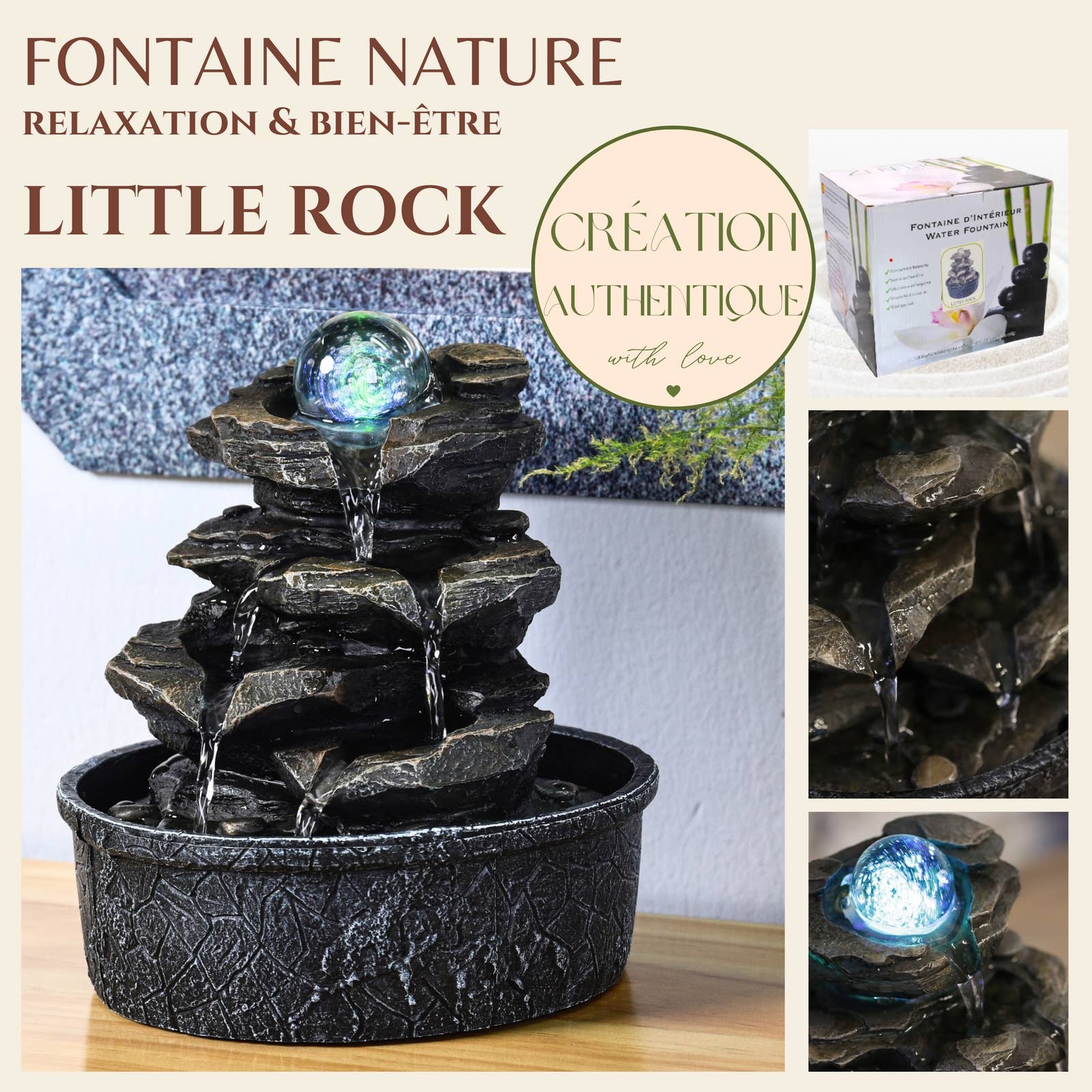 Zen'Arôme - Wholesale Decorative Tabletop Object - Little Rock Indoor Fountain Cascade Nature Stone Effect1