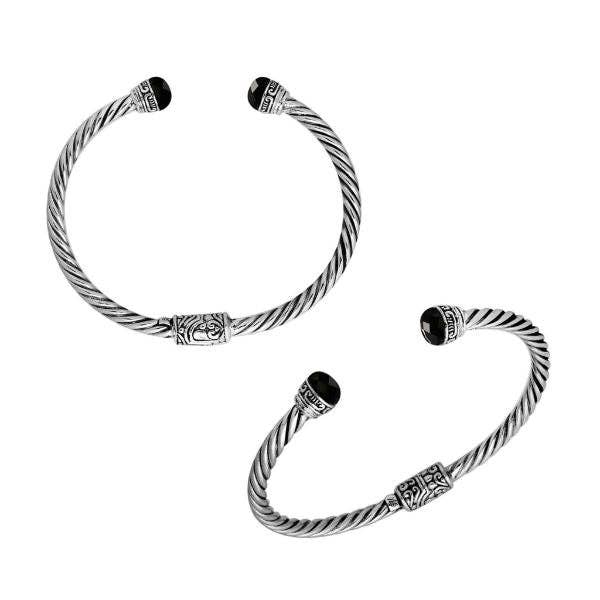 AB-1055-OX Wholesale Black Onyx Sterling Silver Bangle – Handcrafted Bali Jewelry for wholesale by Bali Designs