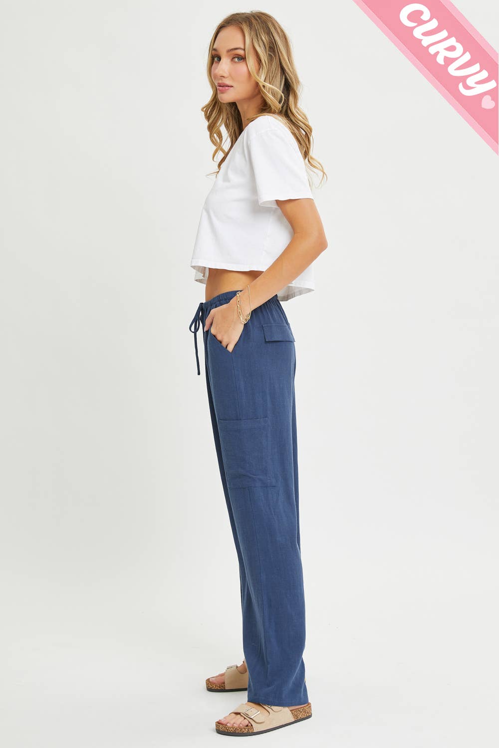 Sweet Lovely by Jen - Wholesale Pants - Women's - PLUS SIZE LINEN- BLEND PULL-ON-PANTS29