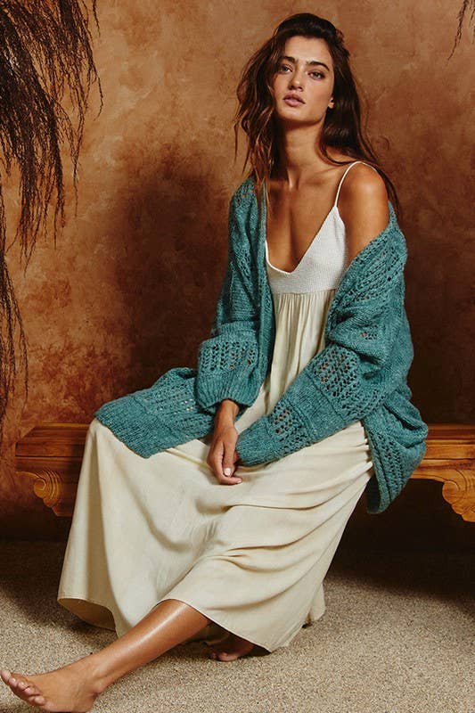 BUCKETLIST INC - Wholesale Cardigan - Women's - IT1389 -Holes Pattern Oversized Cardigan24