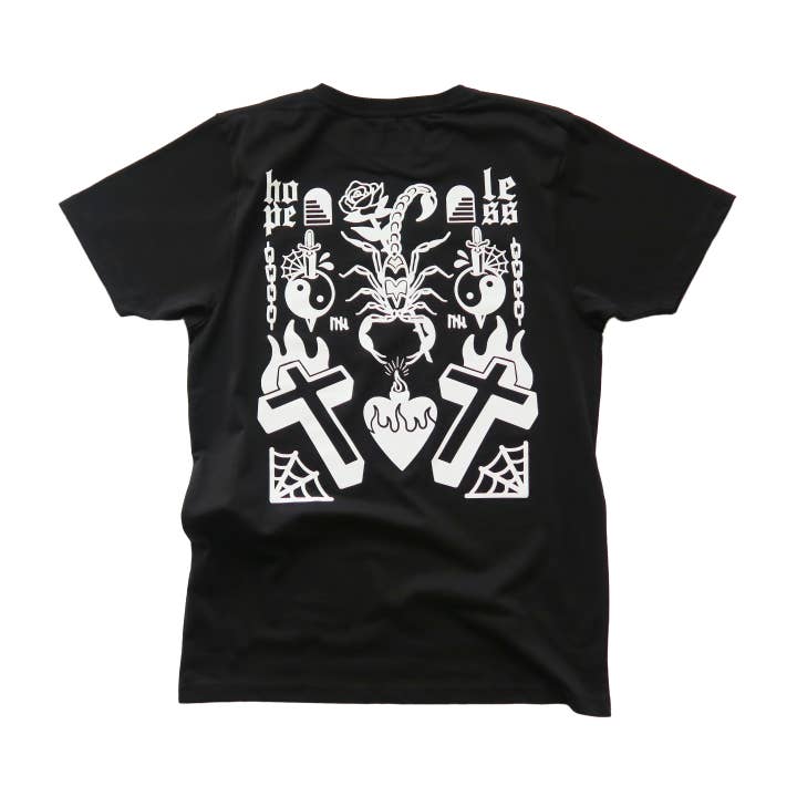 Cousins Collective - Wholesale Screen printed t-shirt – unisex - Tattoo Flash Printed Unisex T-shirt - Black/Pink/White/Grey2
