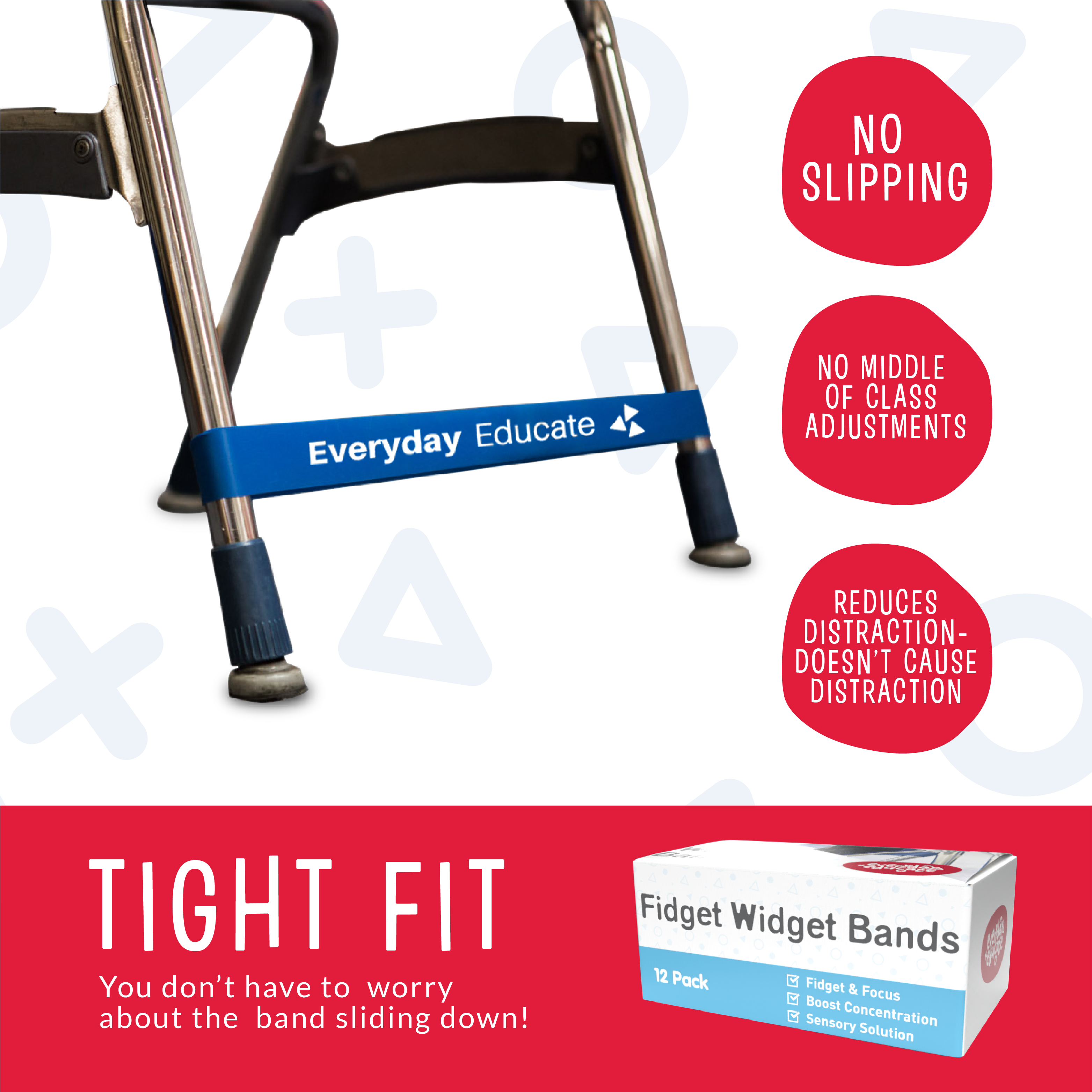 Everyday Educate – Brinquedo Fidget - Crianças por atacado – Fidget Widget Bands - Bouncy Chair Bands - Conjunto de 122