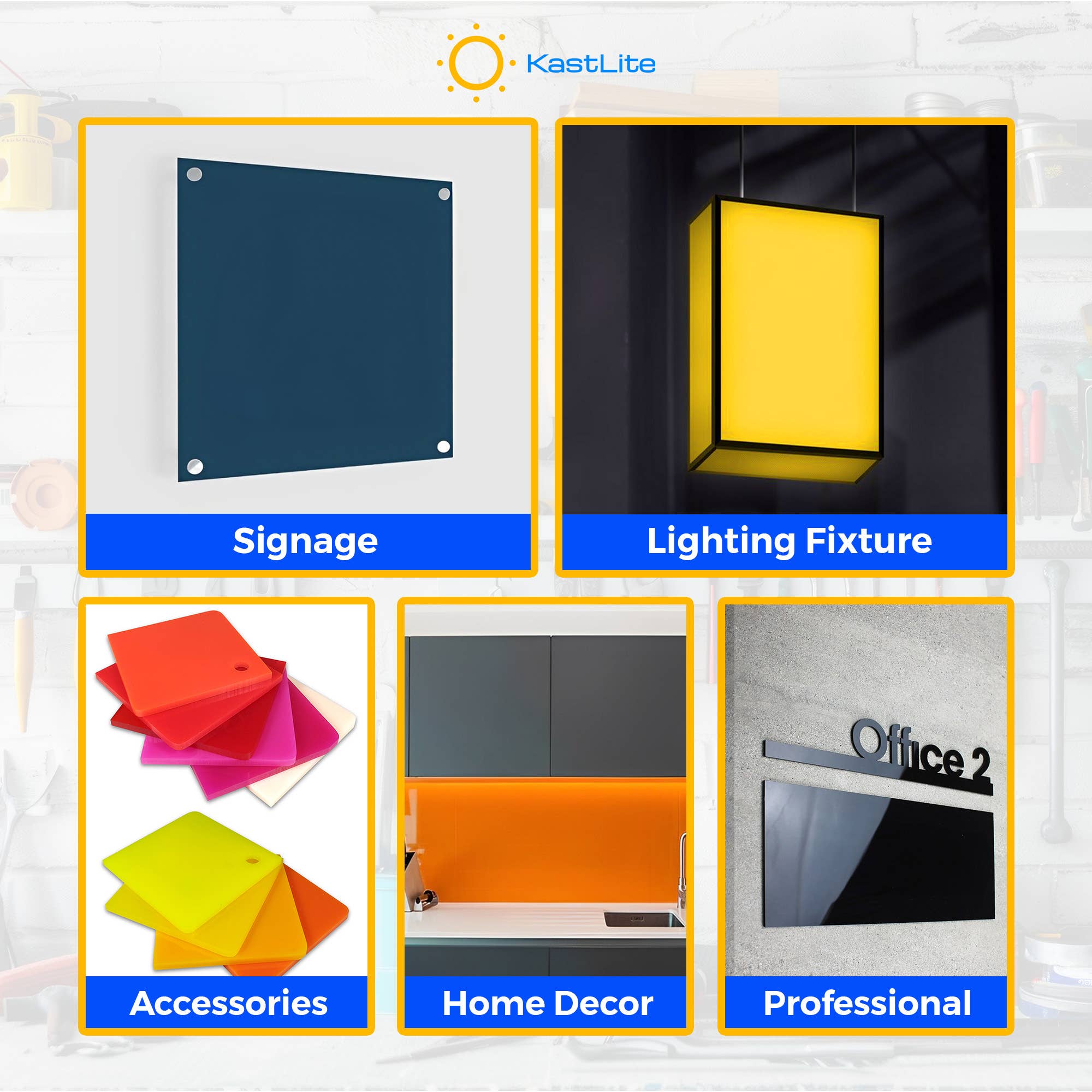 KastLite - Wholesale DIY Craft Kit - KastLite Colored Acrylic Sheets, 1/8" Thick Plexiglass, 2PCS16