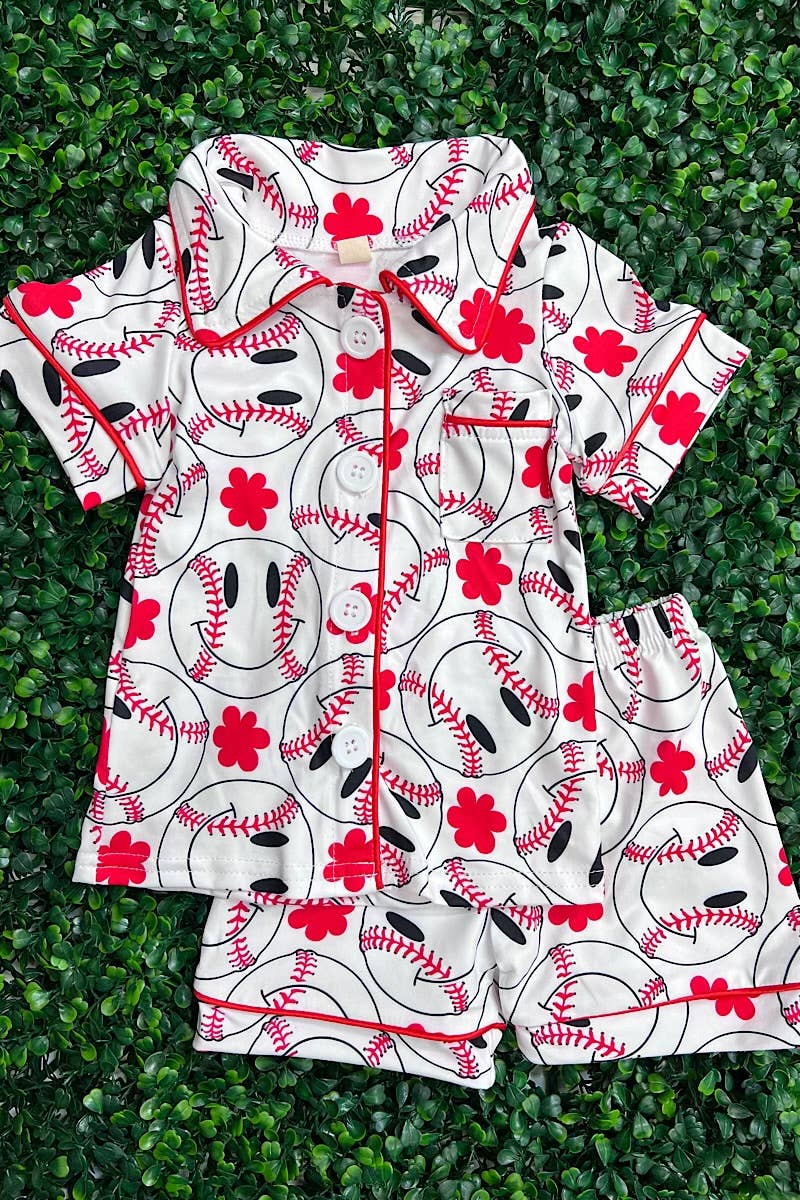 Kids Charm Online - Vente Haut et bas de pyjama – enfant - ENSEMBLE DE PYJAMAS IMPRIMÉS BASEBALL POUR FILLES. GSSO012306-AMY1