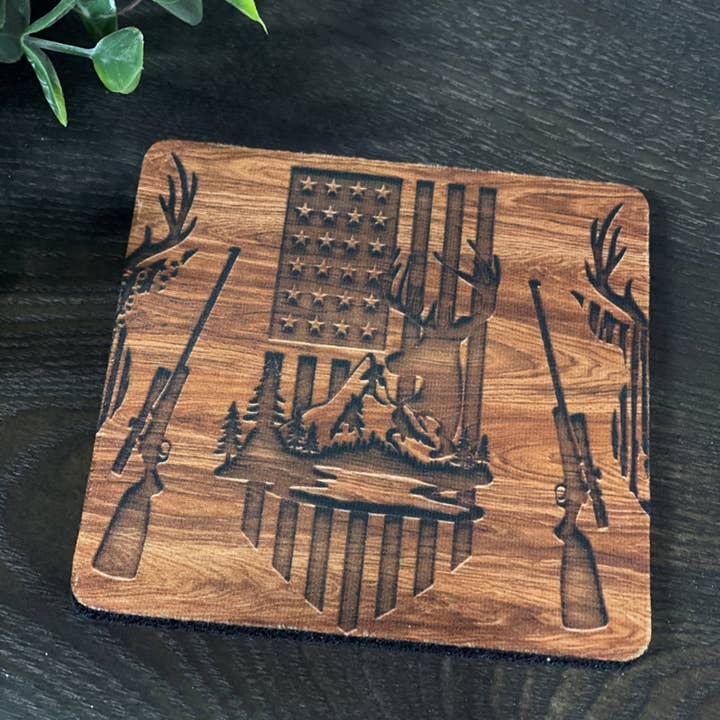 CMD Wholesale - Wholesale Coasters - Wood Grain Deer Hunter Home Coaster Set