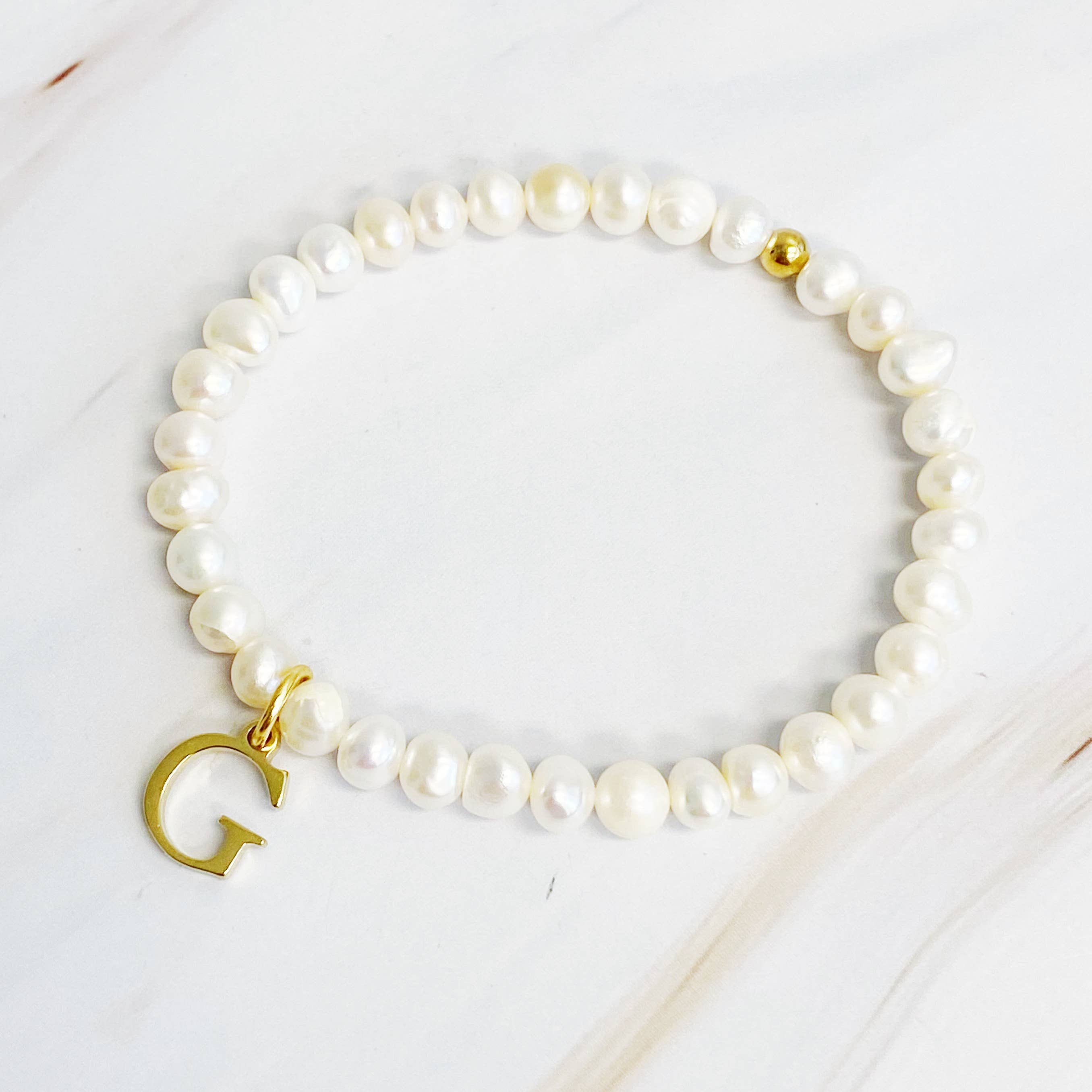 Ellison+Young - Wholesale Charm/Dangle Bracelet - Freshwater Pearl Initial Charm Bracelet2