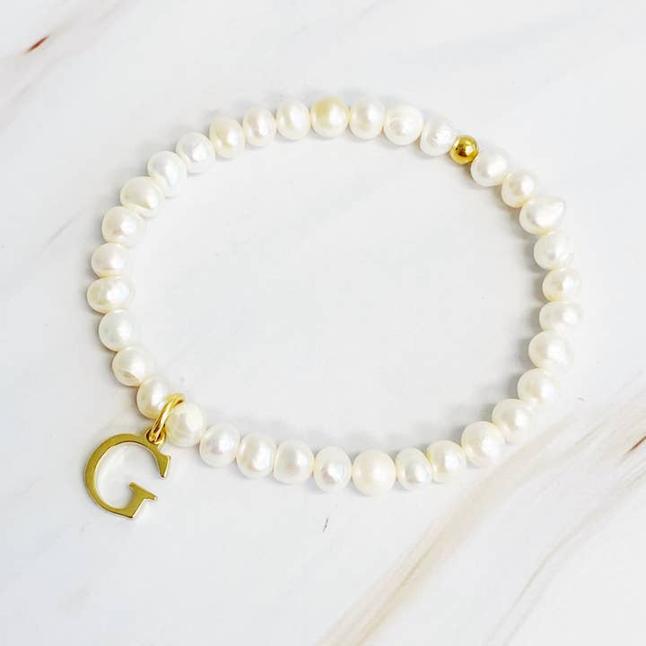 Ellison+Young - Wholesale Charm/Dangle Bracelet - Freshwater Pearl Initial Charm Bracelet2