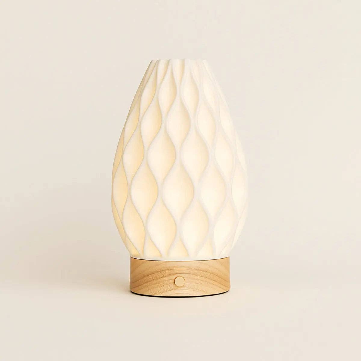 Tavellio - Wholesale Accent/Desk Lamp - Vela Light Brown Wooden Cordless Table Lamp | 3D-Printed Porcelain, Dimmable & Up to 100 Hours of Battery Life9