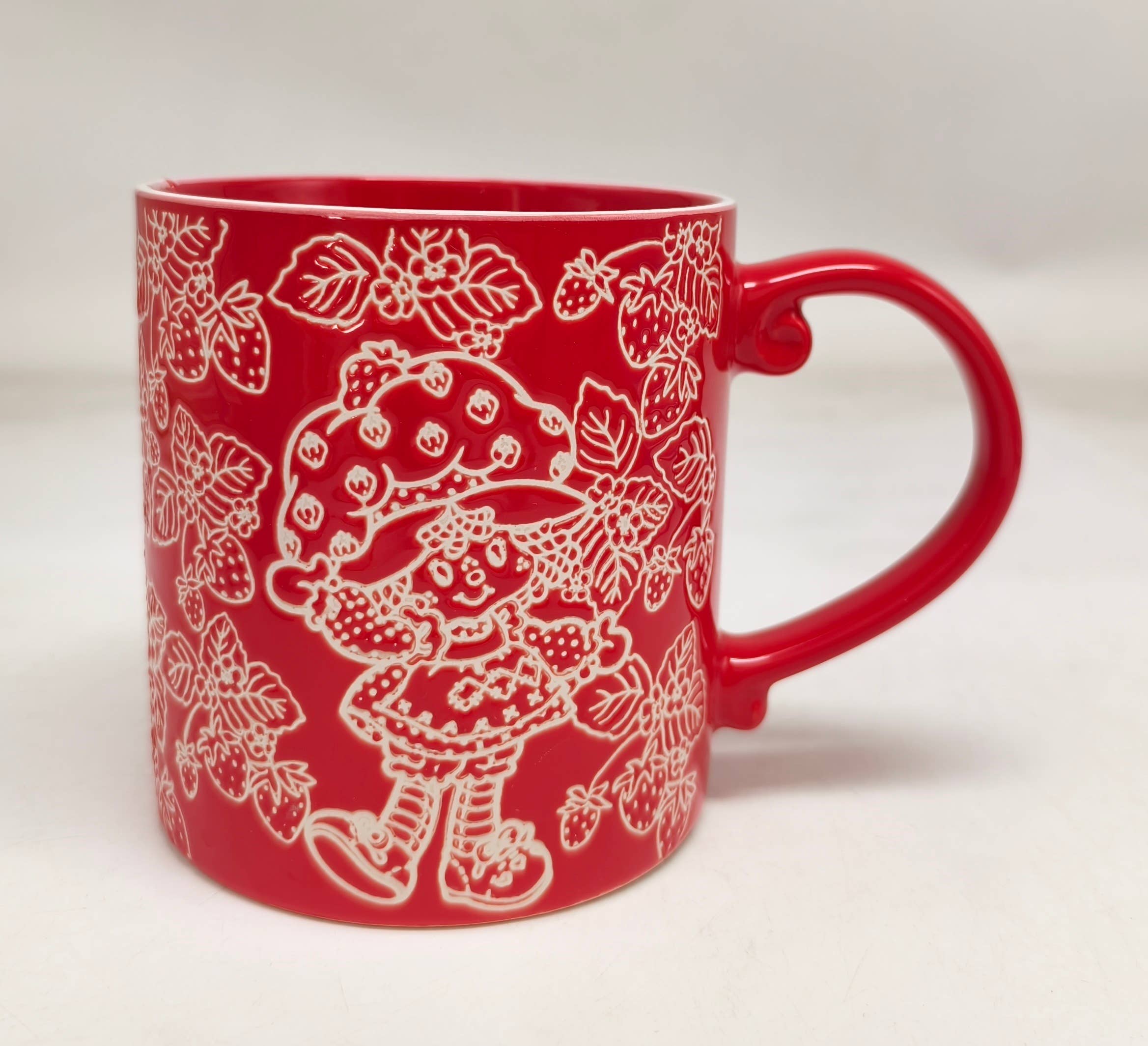 Blue Sky Clayworks - Wholesale Coffee Mug - STRAWBERRY SHORTCAKE FRUIT FARM RED 21OZ MUG HANDPAINTED