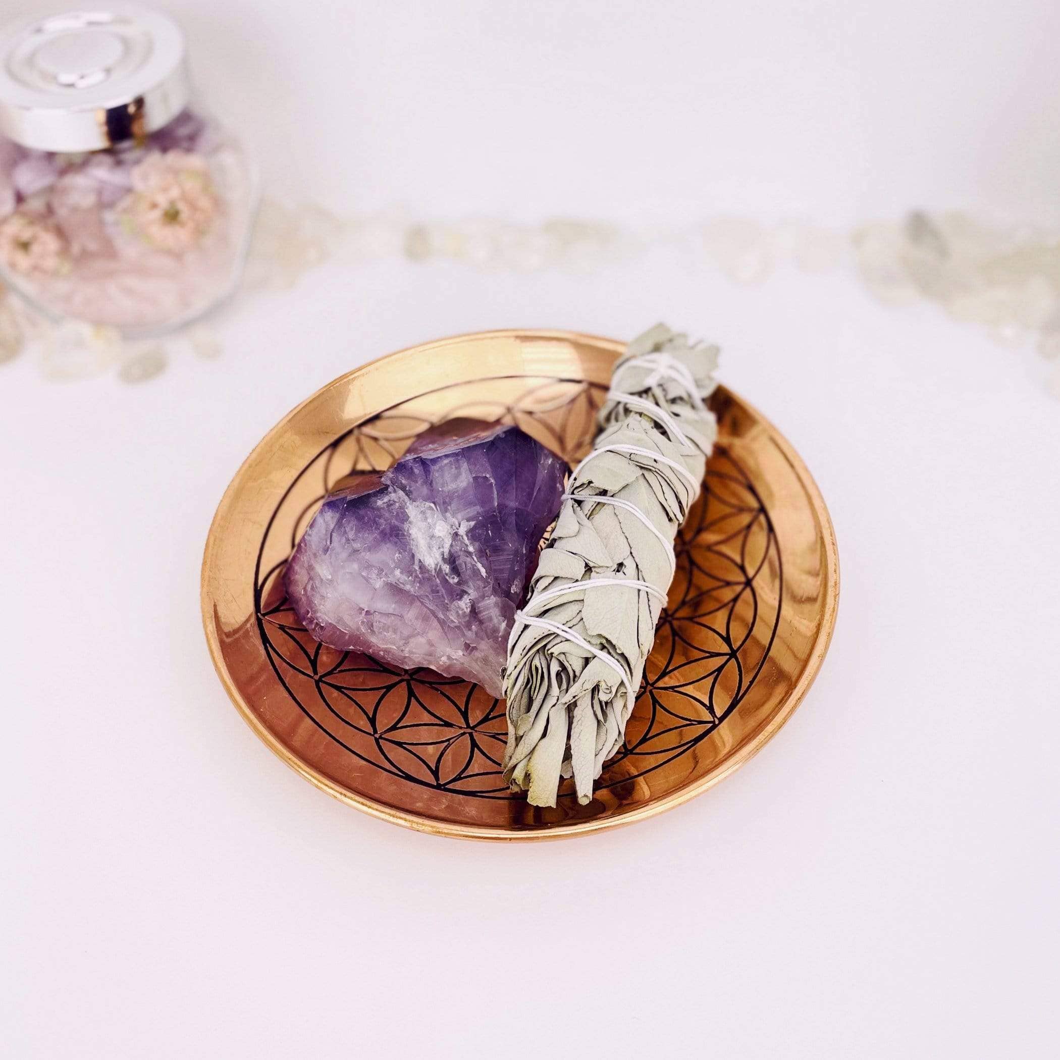 Rock Paradise - Wholesale Decorative Plate/Dish/Bowl - Crystal Copper Flower Of Life Grid offering bowl - (RK15-17)5