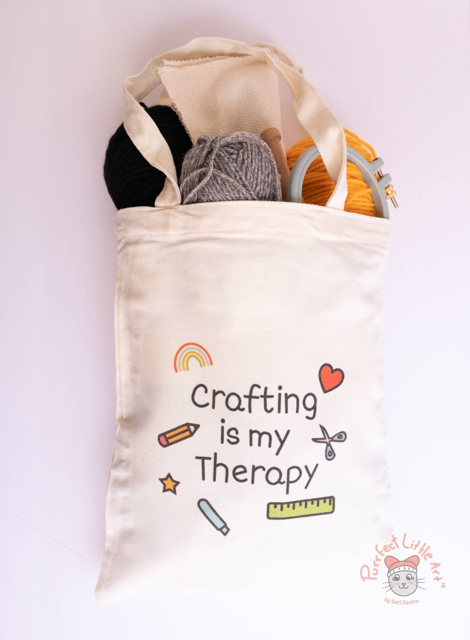 Purrfect Little Art - Wholesale Tote Bag - Women's - Crafting is My Therapy Tote | Craft Lovers  1
