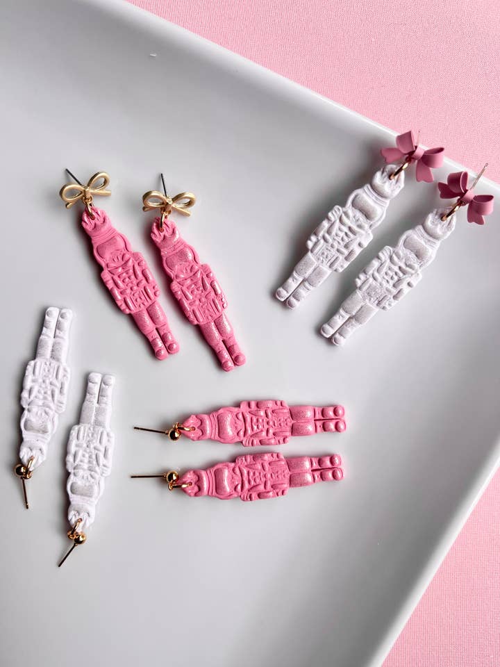 The Nutcracker | Shimmery Nutcracker Clay Earrings for wholesale by Cascade Designs