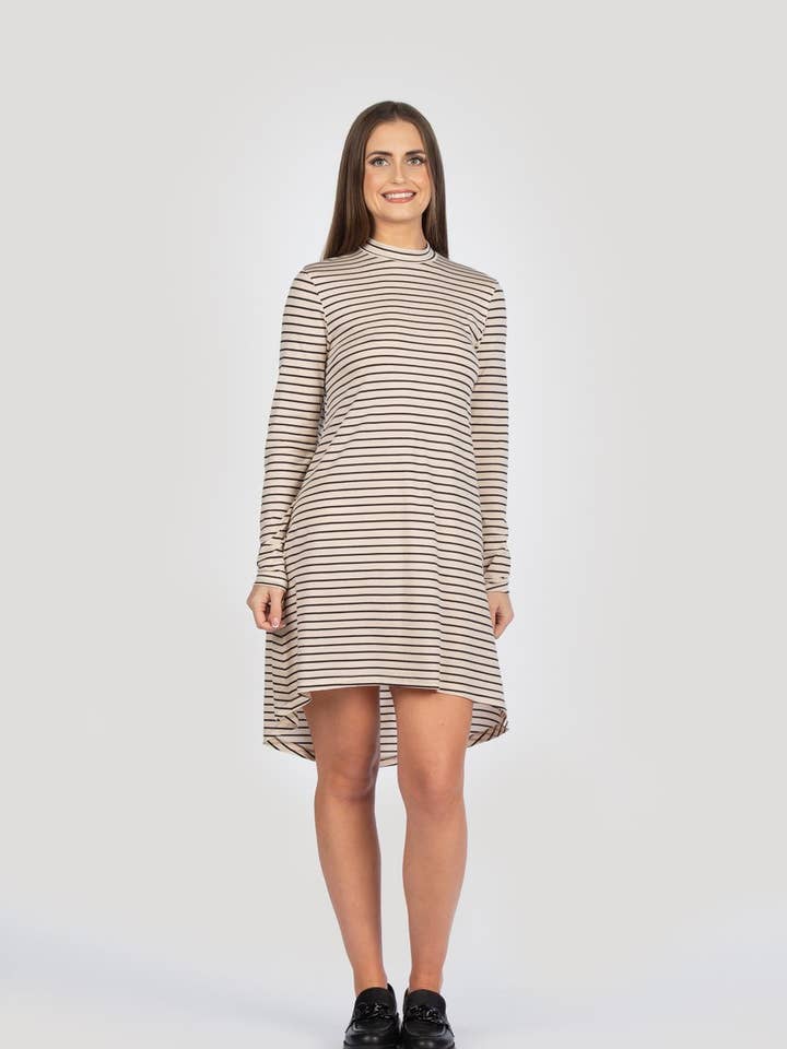 Women's High-Low Striped Dress for wholesale by linenease