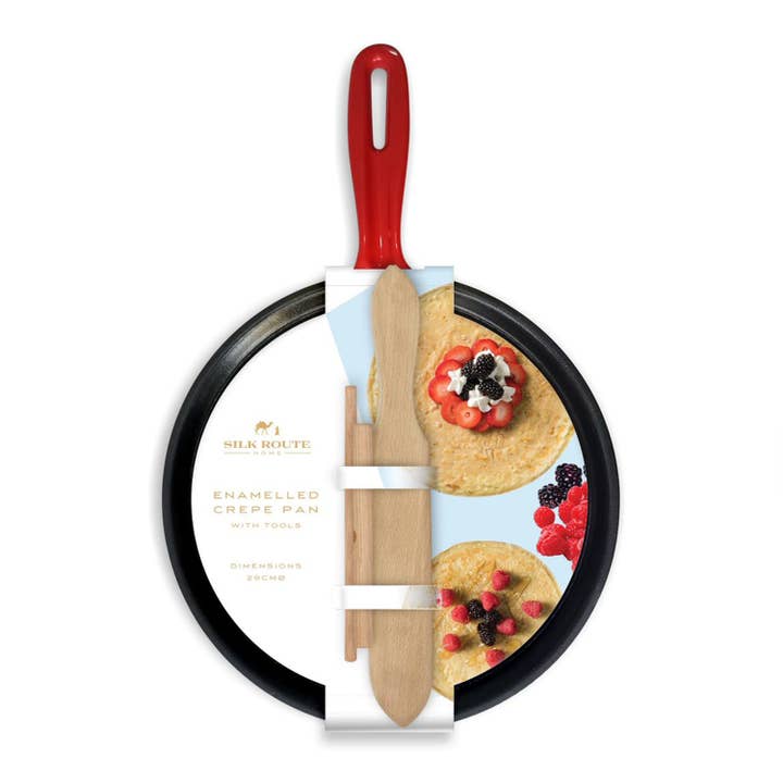 Silk Route Spice Company - Wholesale Pan - Red Enamelled Cast Iron Crepe Tool