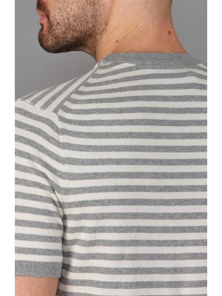 Paul James Knitwear – wholesale T-shirt – men's – Mens Ultra Fine Cotton Knitted Breton T-Shirt2