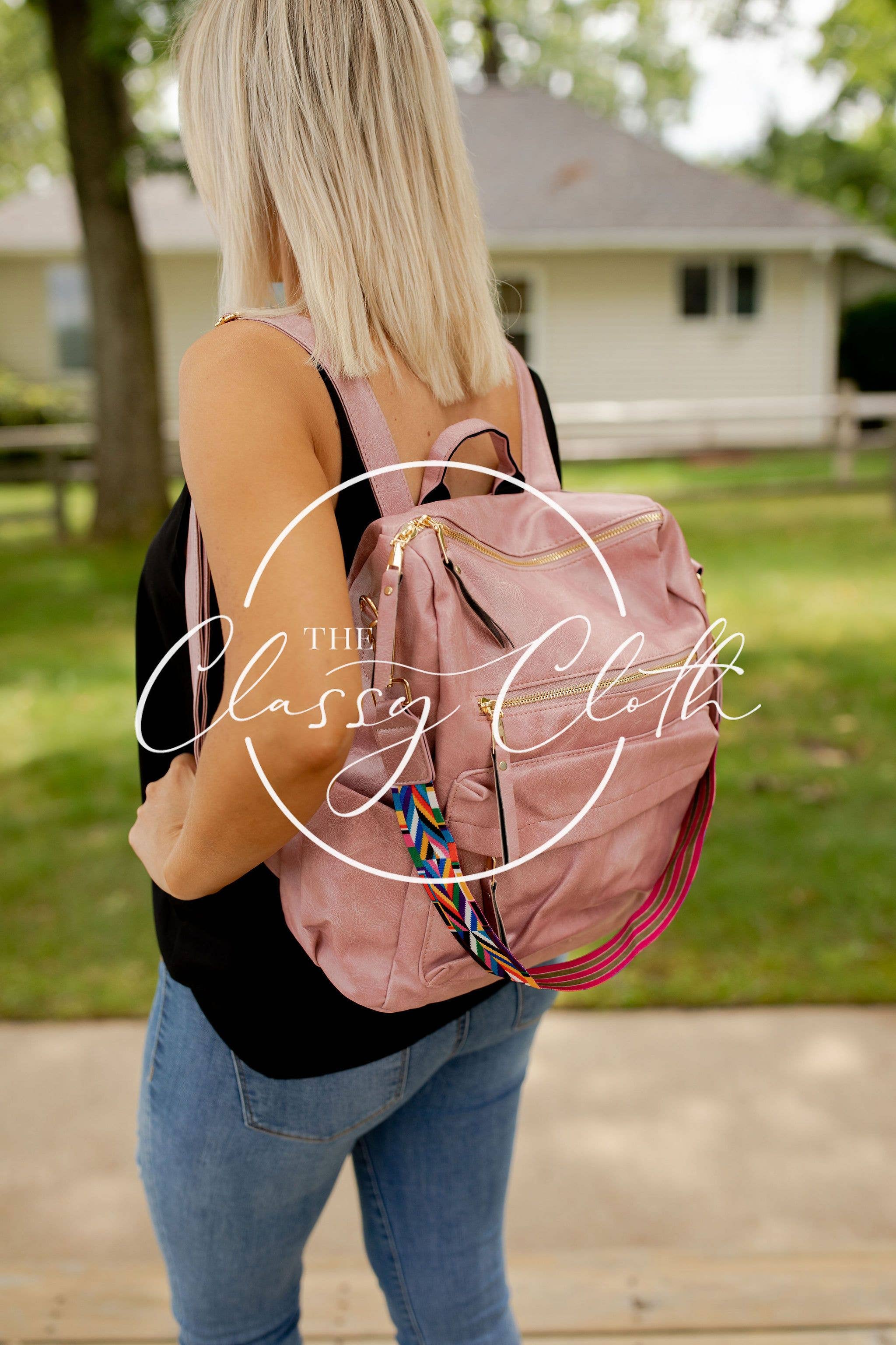 The Classy Cloth WS - Wholesale Backpack - Women's - Chloe Convertible Backpack - Blush - Grey Pink Camo RTS2