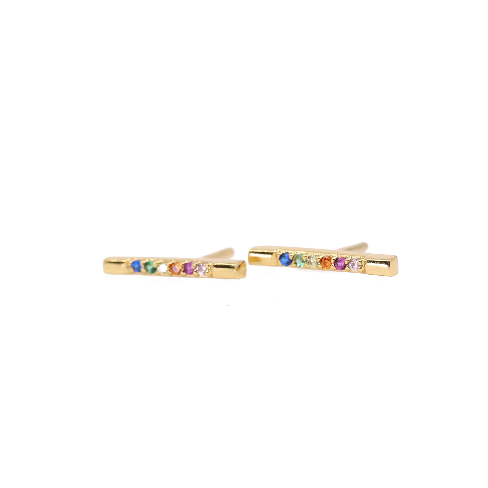 The Land of Salt - Wholesale Stud/Post Earrings - Rainbow Brite Stud Earrings in Gold2