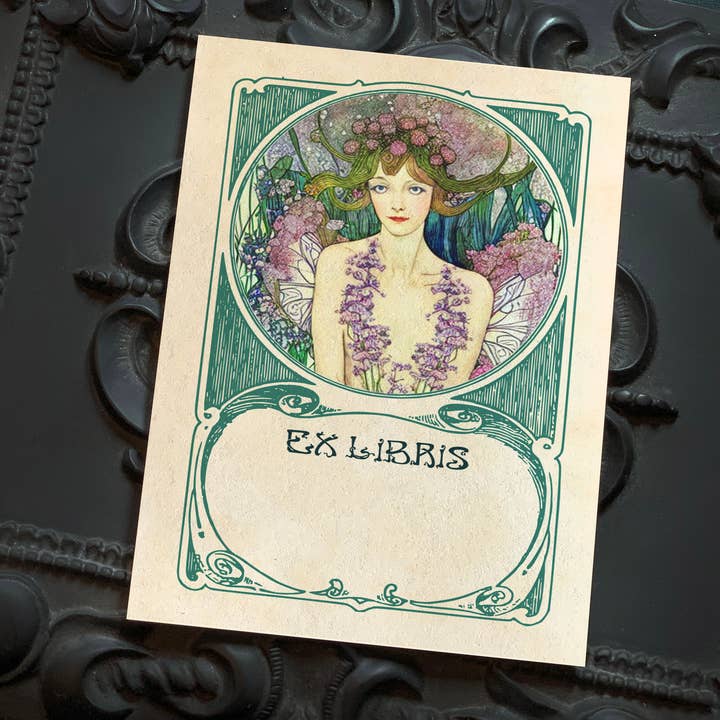 Ex-libris Ex-Libris Art Nouveau, Fée des Fleurs pour la vente par Ebon et Noir LLC