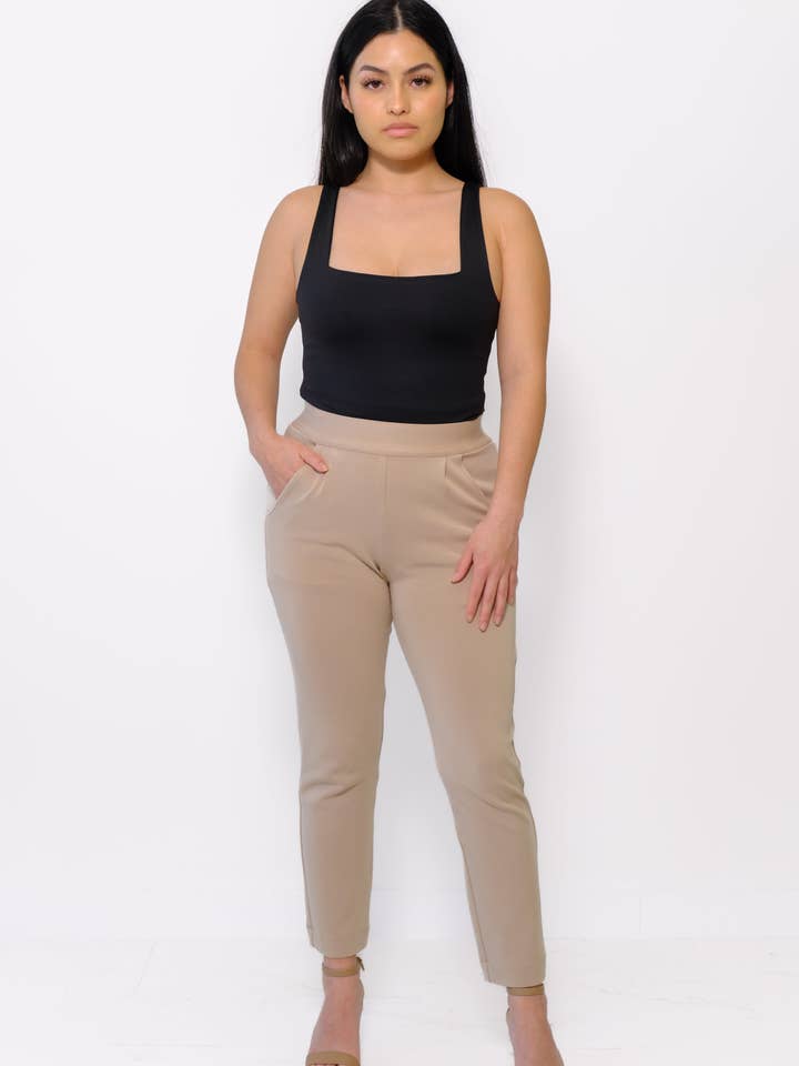 THE CROPPED PANT - WHEAT for wholesale by Her Muse