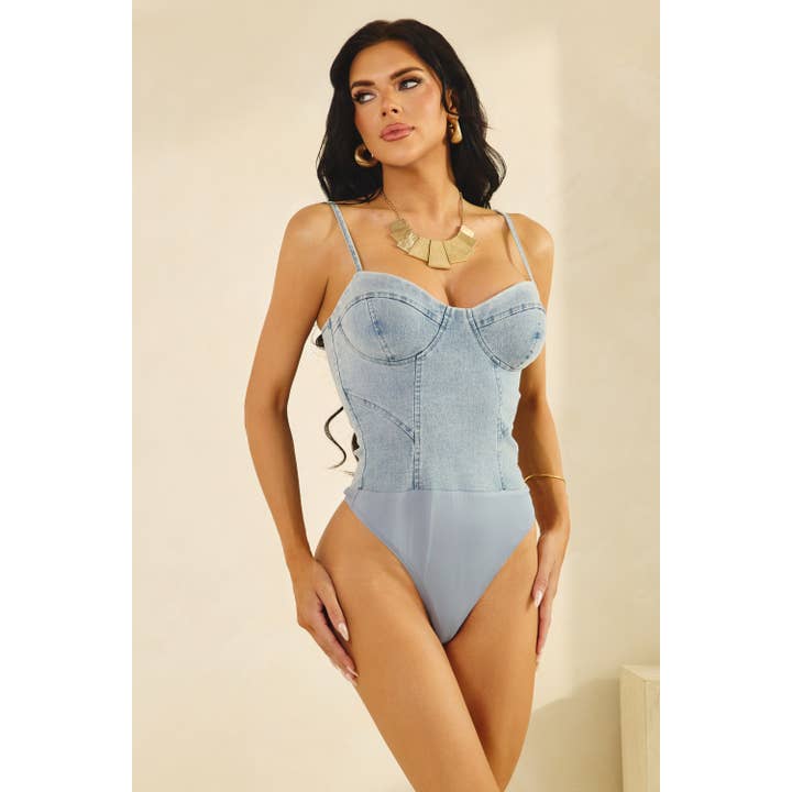 BODY SUIT IN DENIM LAVATO per la vendita all'ingrosso da parte di The Sang