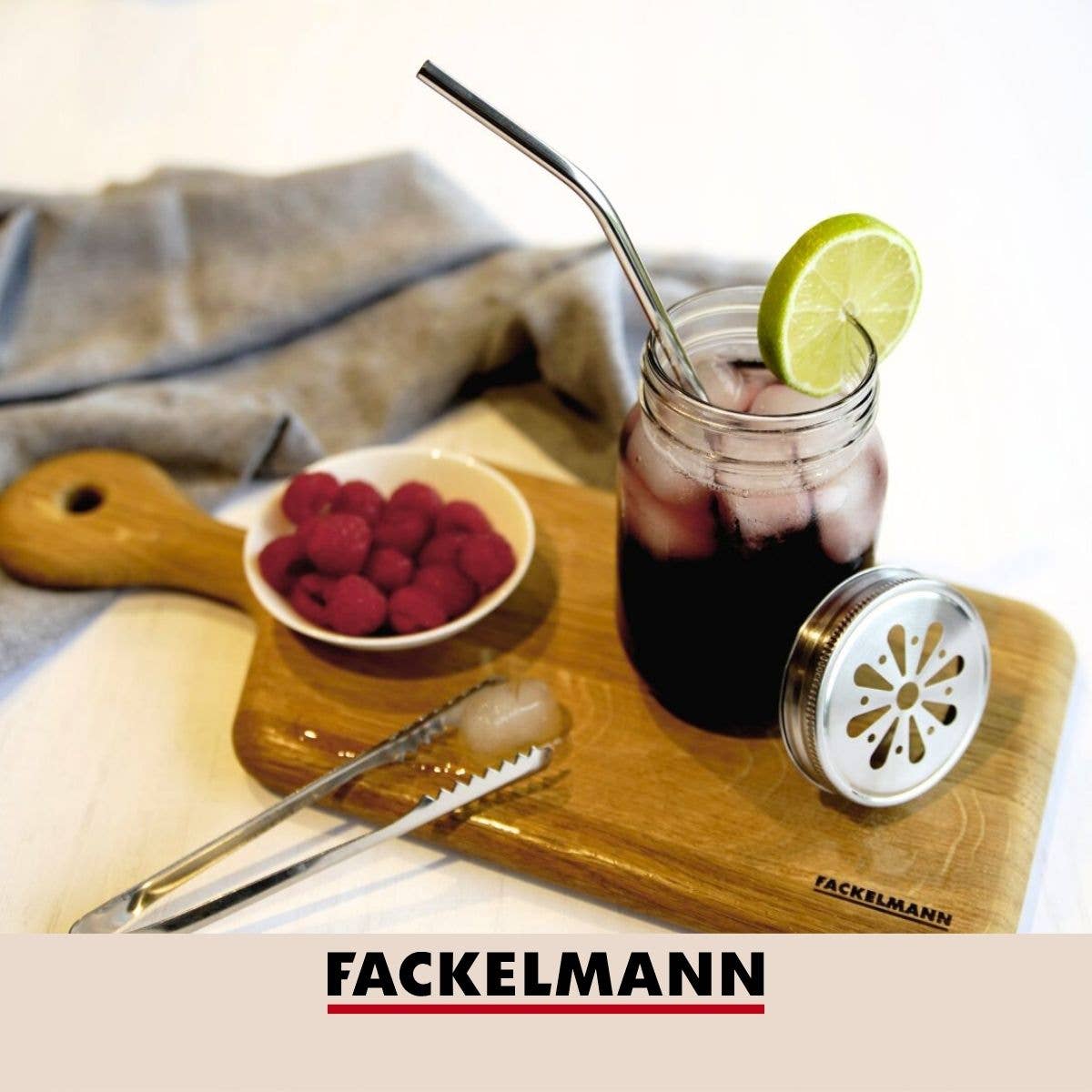 Zenker - Wholesale Drinking Straw - Set of 4 curved stainless steel straws with cleaning brush 24 cm Fackelmann Bar Concept4