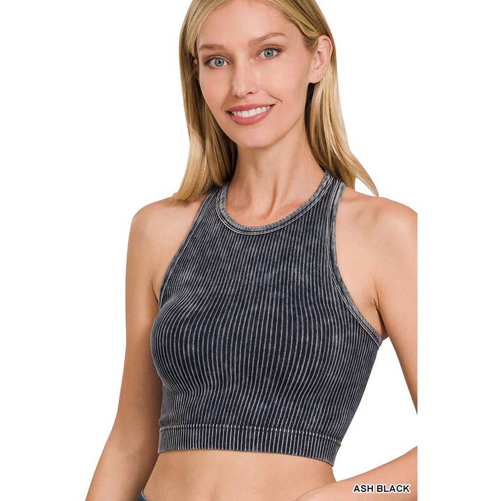 Apolline – wholesale Tank top – Women′s – WASHED RIBBED SEAMLESS RACERBACK CROP TOP