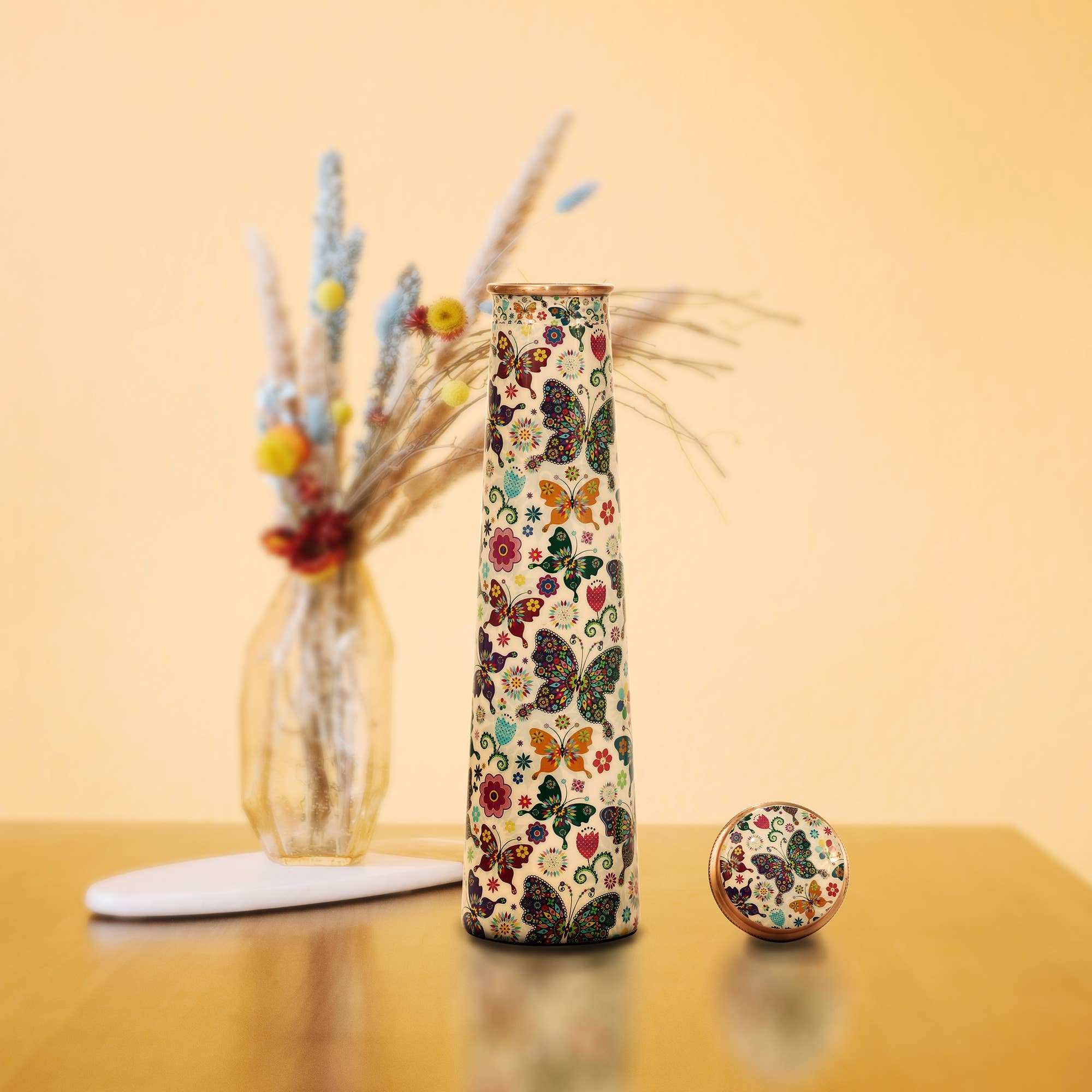 El'Cobre-Ecozonelifestyle – wholesale Water bottle – Printed Tower Copper Water Bottle 850ML- Butterflies3