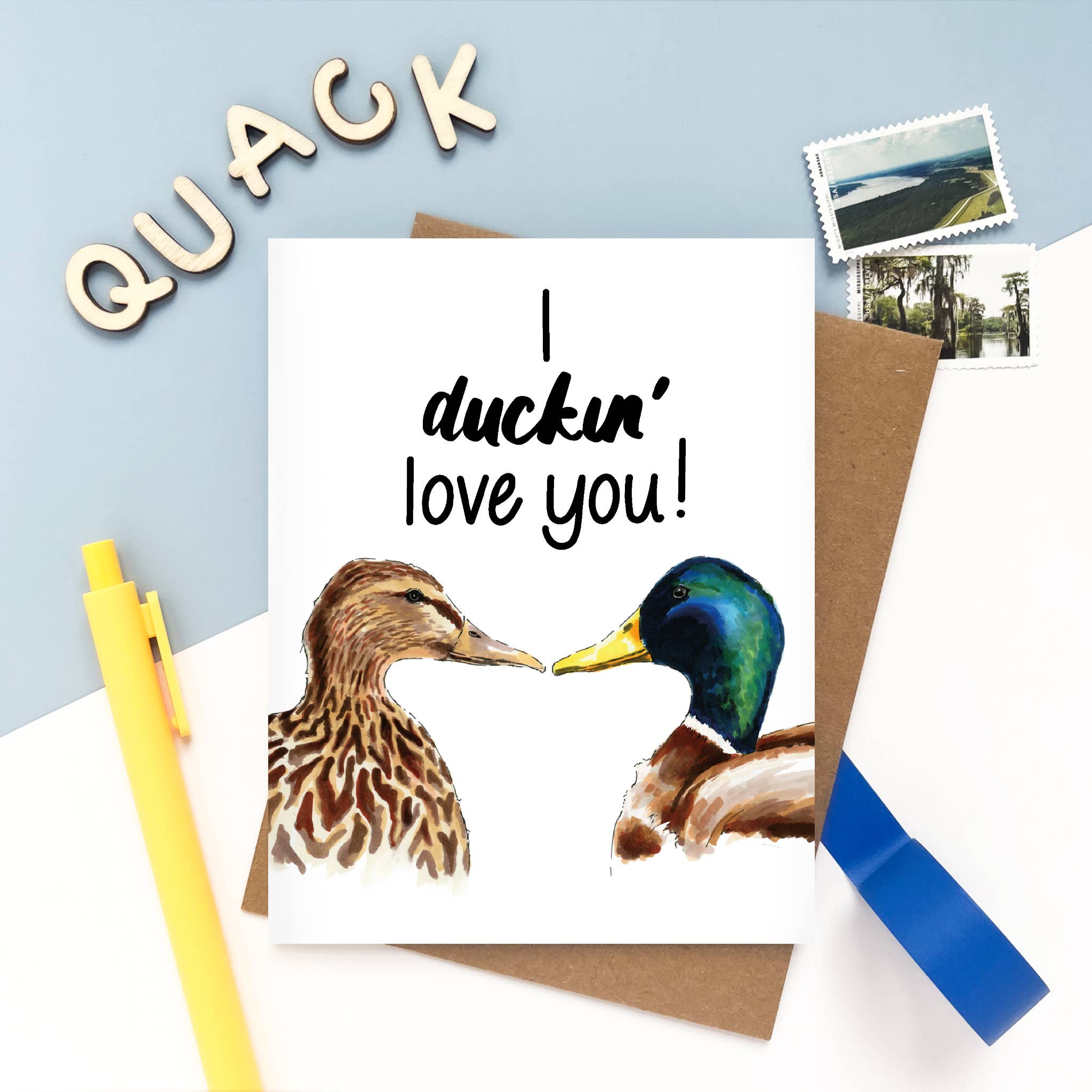 Morgan Swank Studio - Wholesale Love Card - I Duckin' Love You Ducks | Punny Love Card1