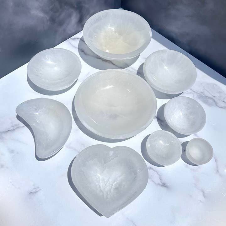 New Moon Beginnings - Wholesale Crystal Charging Plate - Selenite Bowls (10 Options!) Selenite Crystal Charging Bowls6