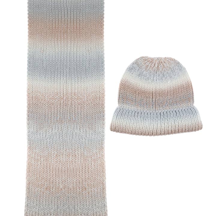 Ellen Tracy - Wholesale Beanie - Women's - Ombre Knit Beanie and Scarf Set