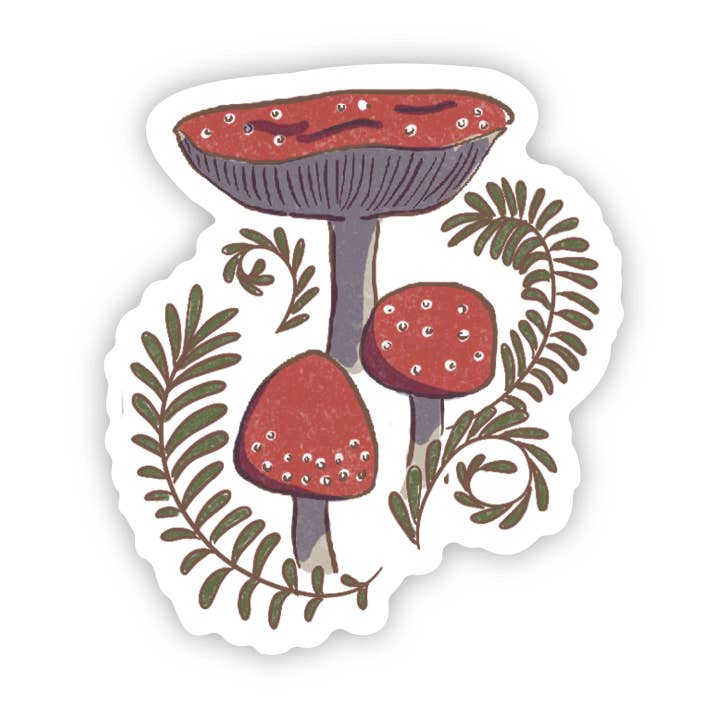Three Red Mushrooms Sticker for wholesale by Big Moods
