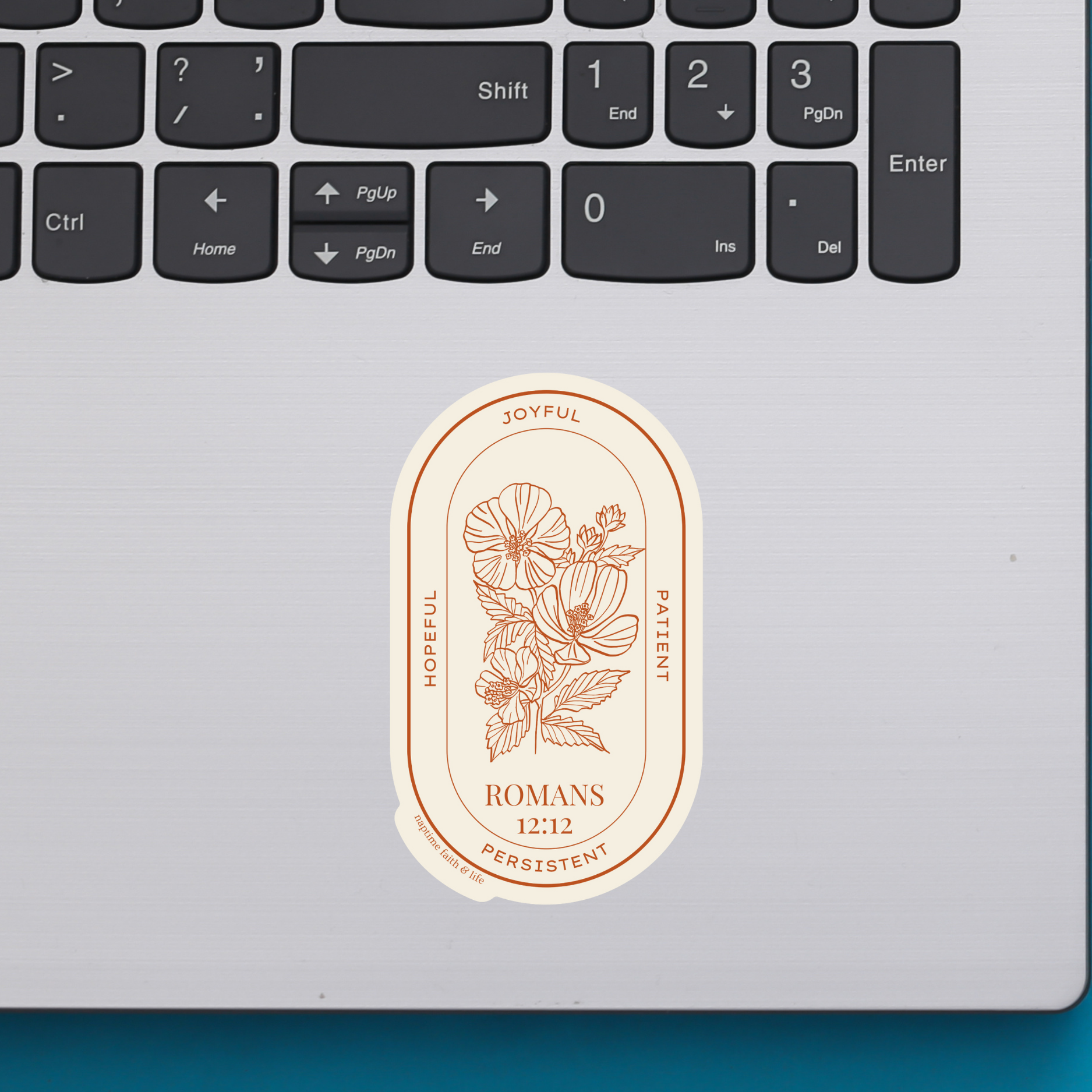 Faith & Life Christian Brands - Wholesale Sticker - Romans 12:12 Waterproof Vinyl Sticker | Christian Sticker1