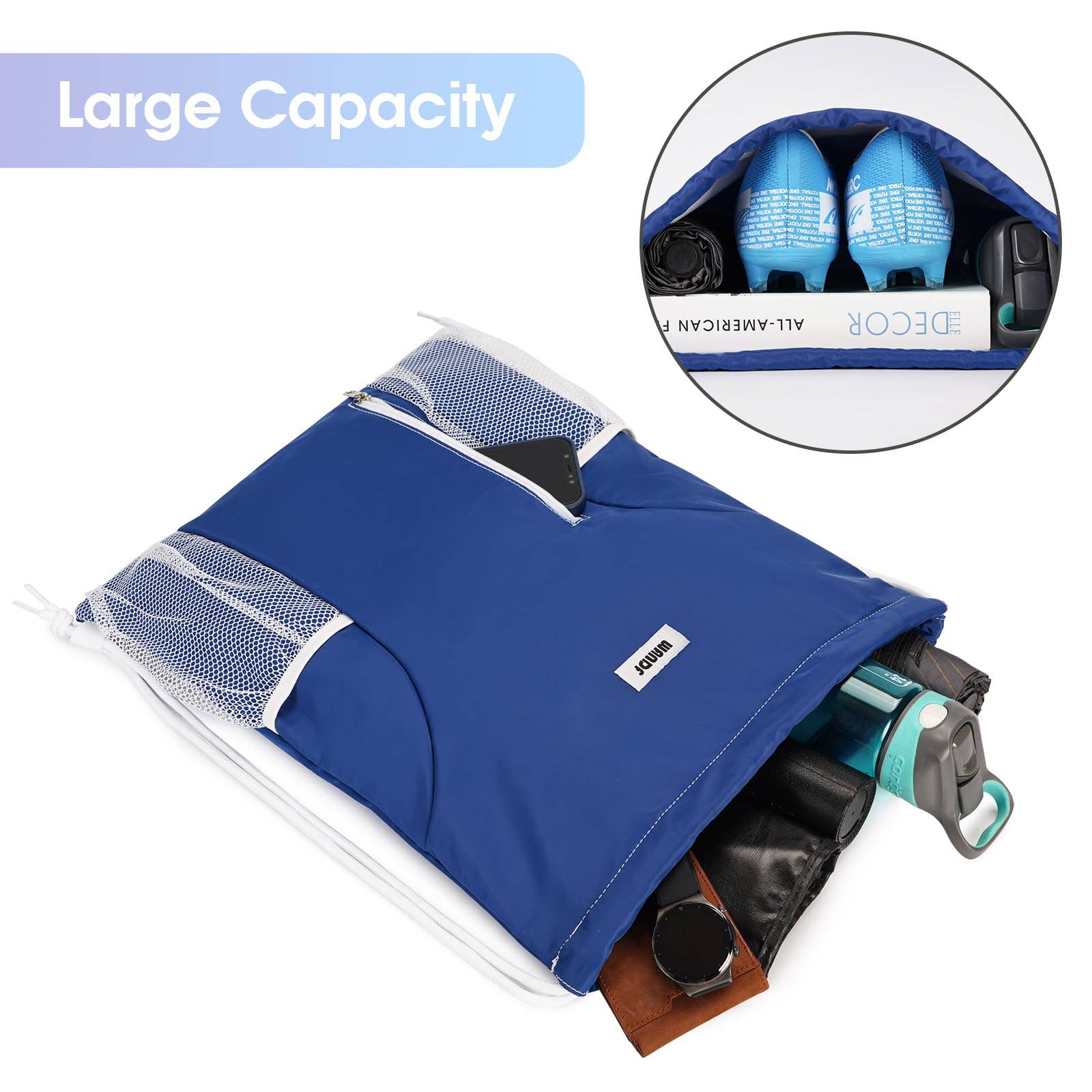 wandf - Vente Sac à cordon de serrage – unisexe - Sac à dos à cordon WF6038 Sports Gym avec poches en maille35