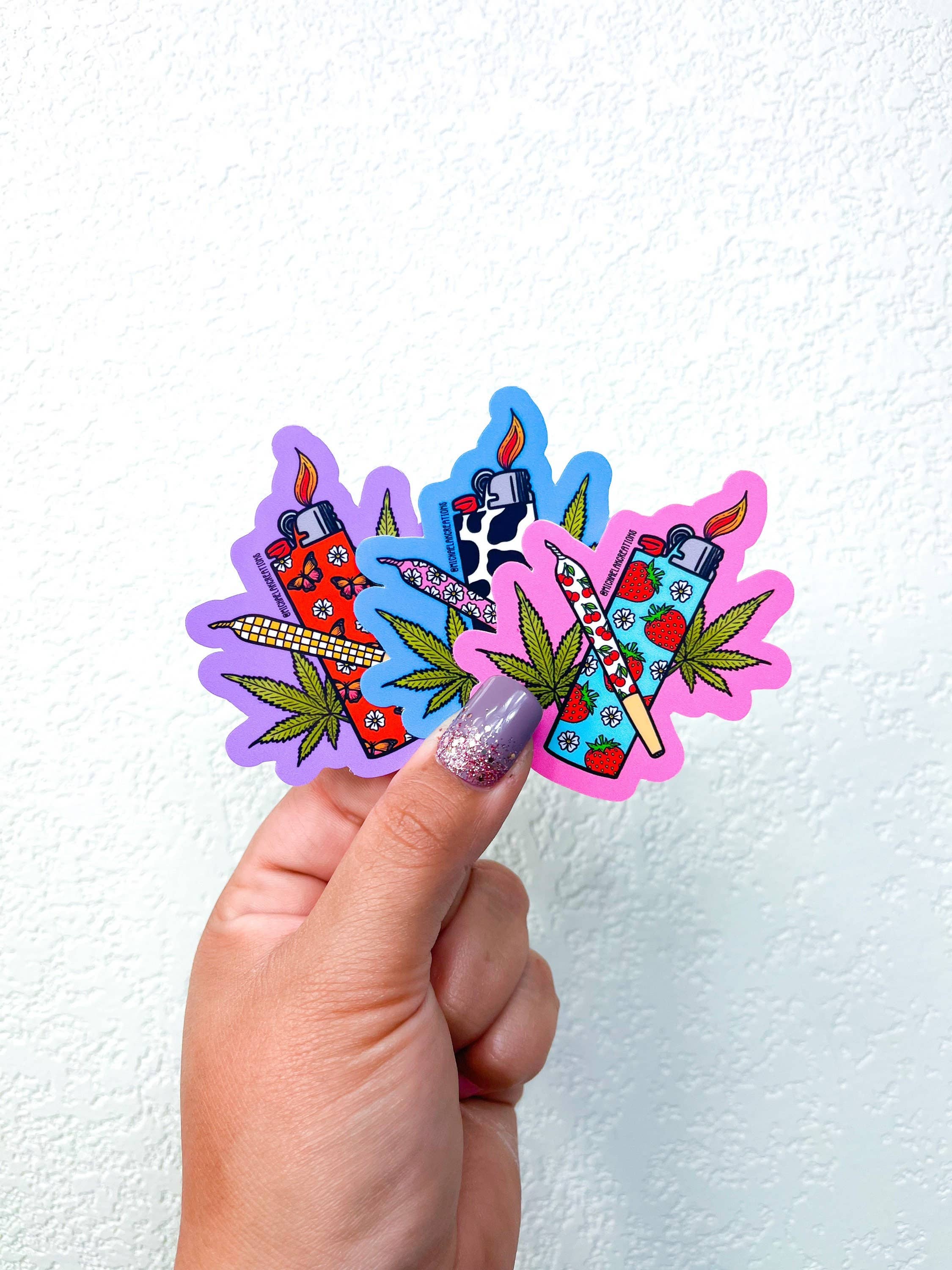 Michaela K Creations - Wholesale Sticker - Lighter sticker |420 Sticker | Stickers for Hydroflask|Flowe1