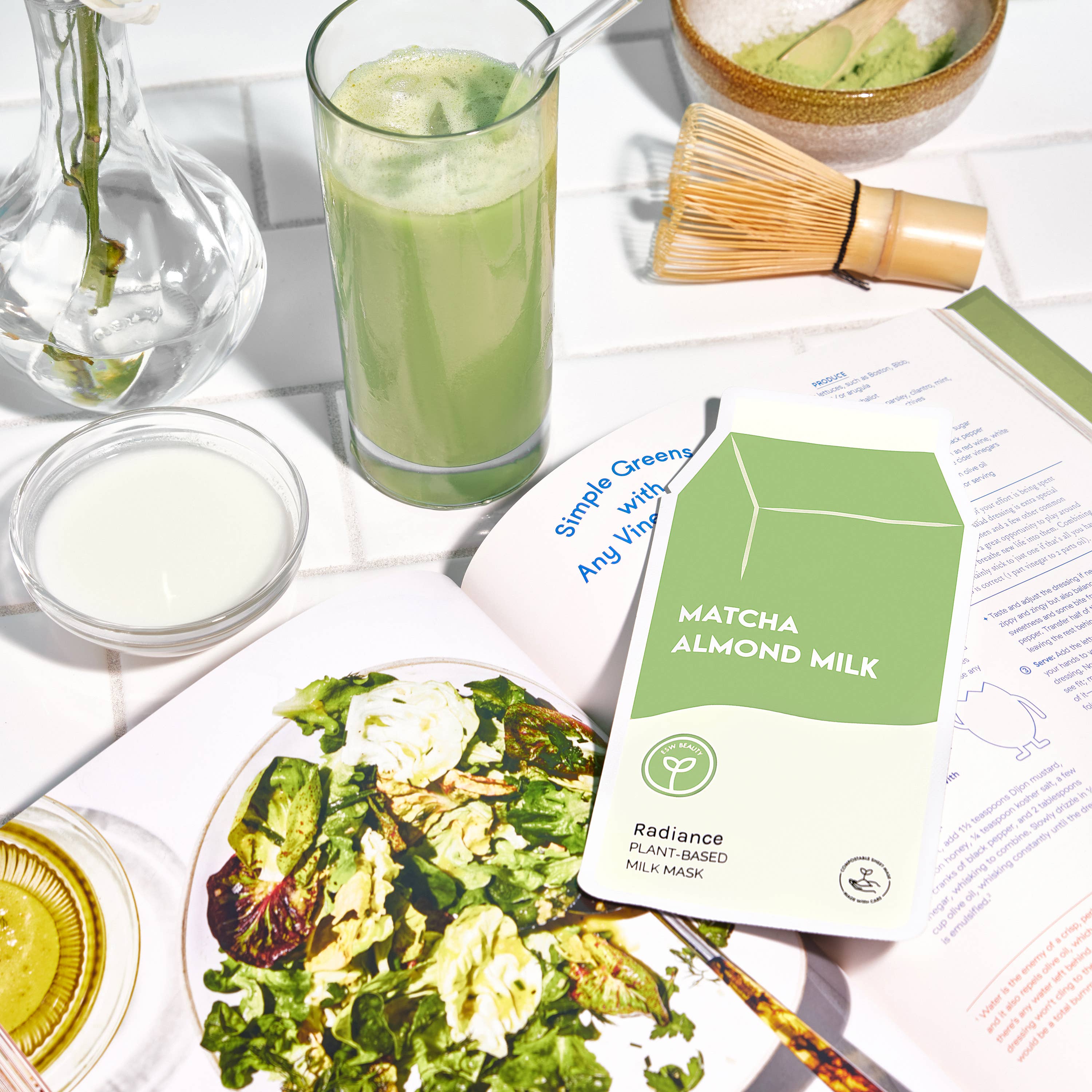 ESW Beauty - Wholesale Skincare Face Mask - Matcha Almond Milk Radiance Plant-Based Milk Sheet Mask4