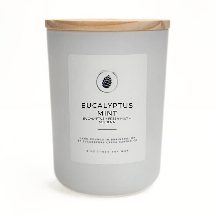 Eucalyptus Mint Soy Wax Candle for wholesale by Sugarberry Creek Candle Co.