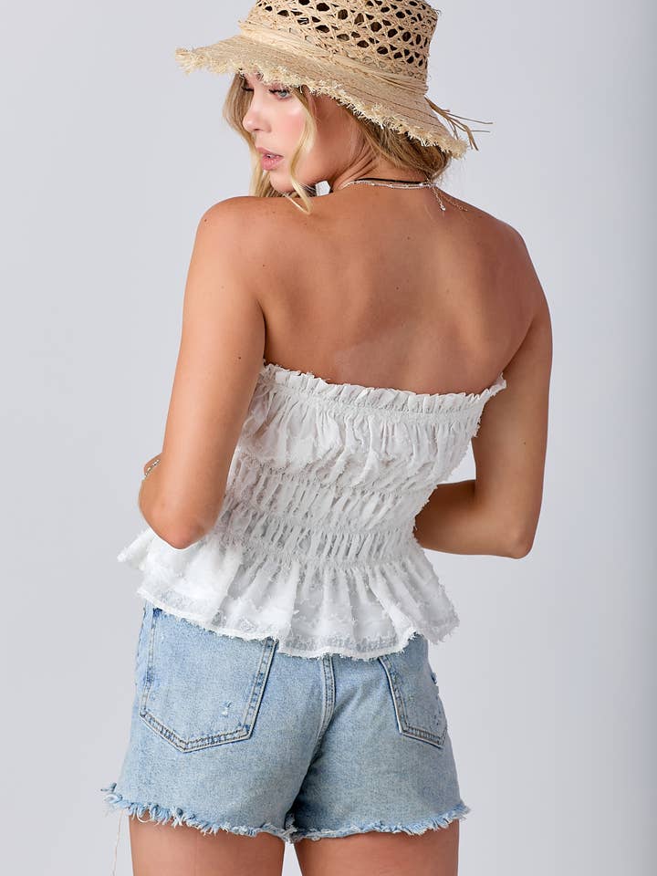 BABY PINK - Venta al por mayor Jersey corto de punto - Mujer - Top de tubo fruncido con volantes sin tirantes23