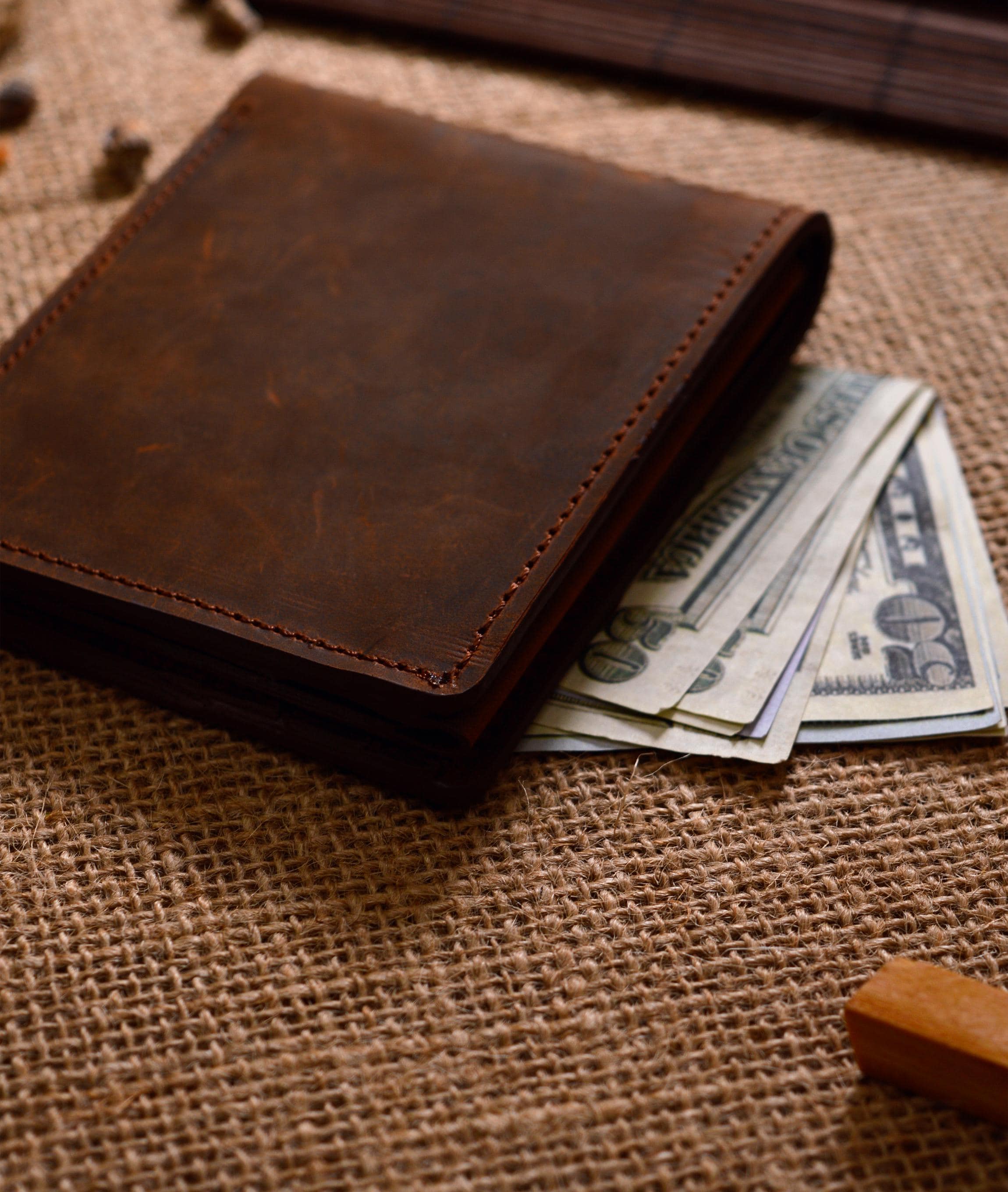 Craftivor – wholesale Wallet - Men’s – Personalized Leather Wallet Men, Engraved Leather Initials Custom Card Cash Holder Wallet6