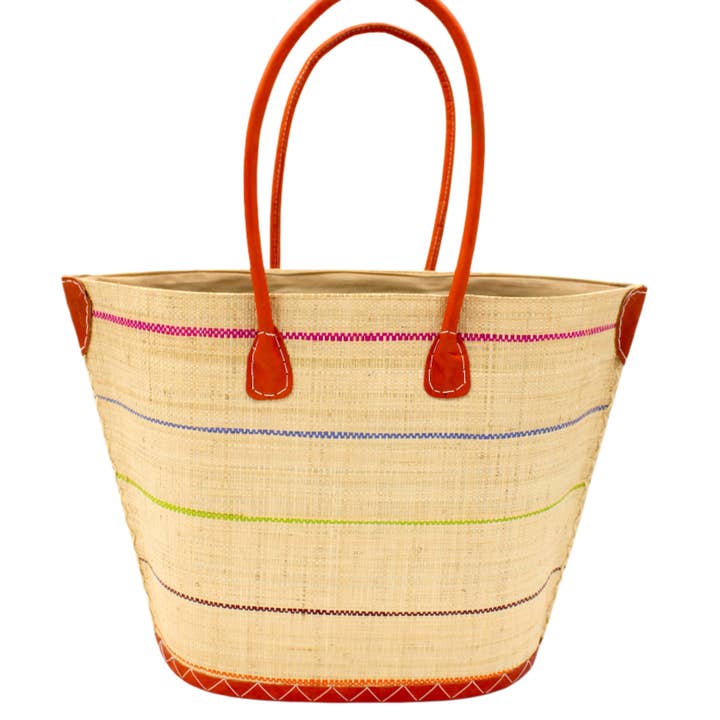 Wholesale Santa Cruz Pinstripes Small Straw Tote Bag for your shop