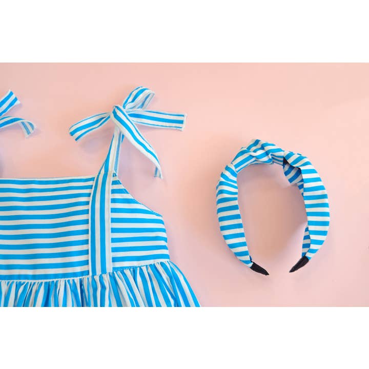 BADUM BADERO - Vente Robe – enfant - ROBE RAYÉE TURQUOISE FRAISE