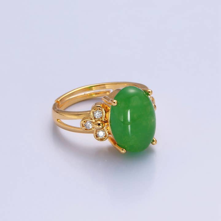 Aim Eternal - Wholesale Multi-Stone Ring - Light/Dark Green Jade Stone Band Ring O765 O2298