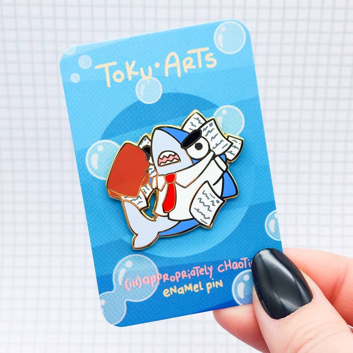 Great White Shark Enamel Pin for wholesale by Toku Arts