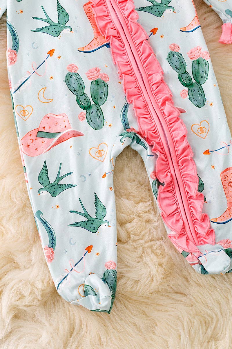 Kids Charm Online - Wholesale Jumpsuit - Baby - Cactus printed baby bodysuit with ruffle trim. RPG53364 AMY1