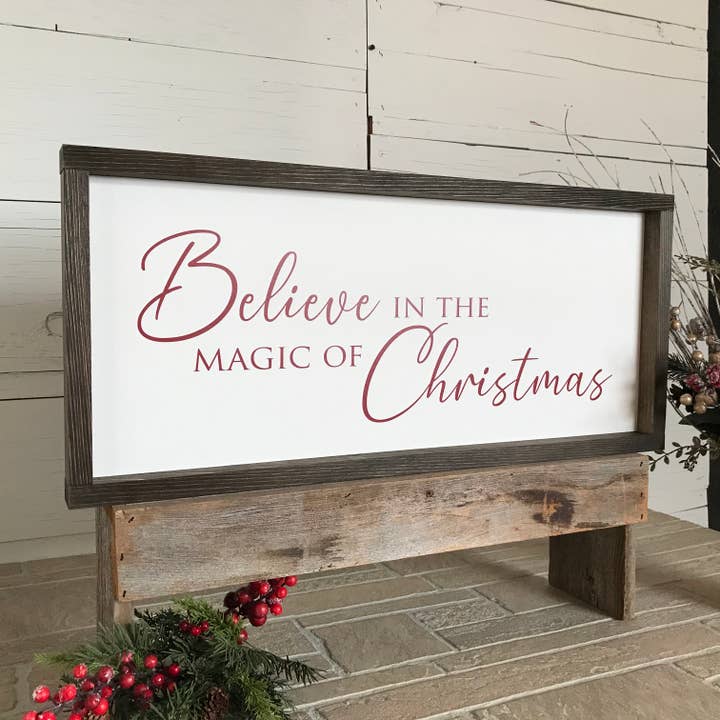 Believe in the Magic of Christmas Handmade Sign for wholesale by Mindy's Gazebo