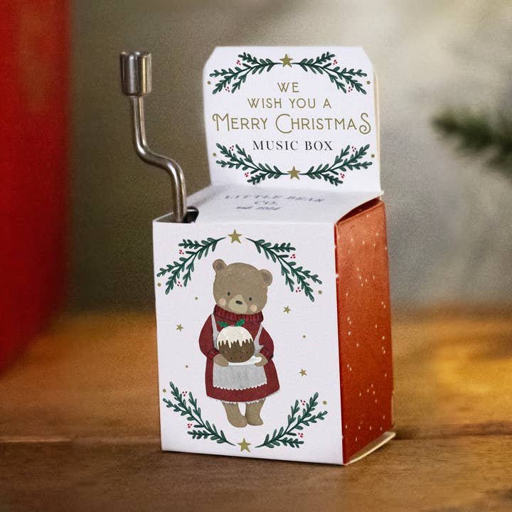 Little Bear Co. 'We Wish You A Merry...' Music Box for wholesale by CGB Giftware