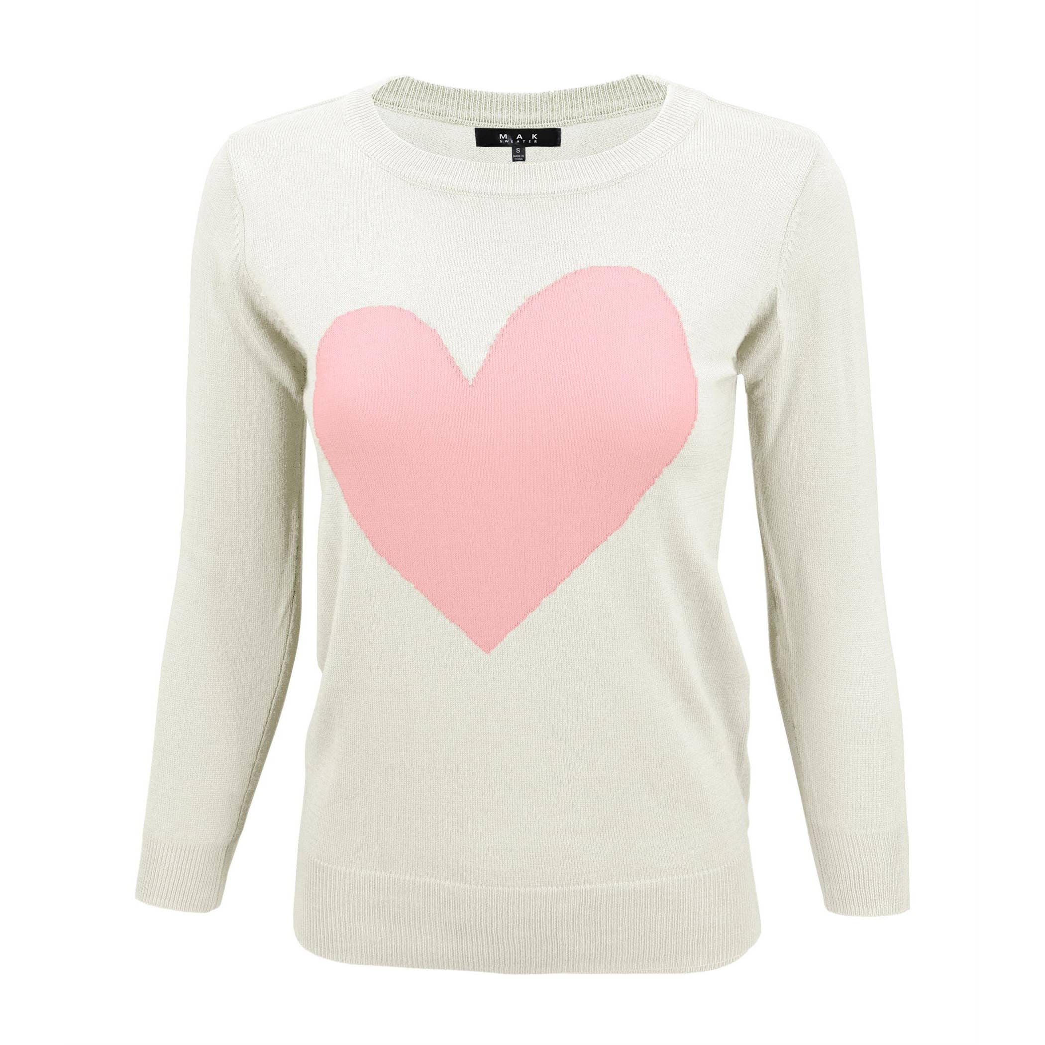 Mak – wholesale Pullovertröja - Dam – Heart Chenille Crewneck 3/4 ärm tröja MK35953