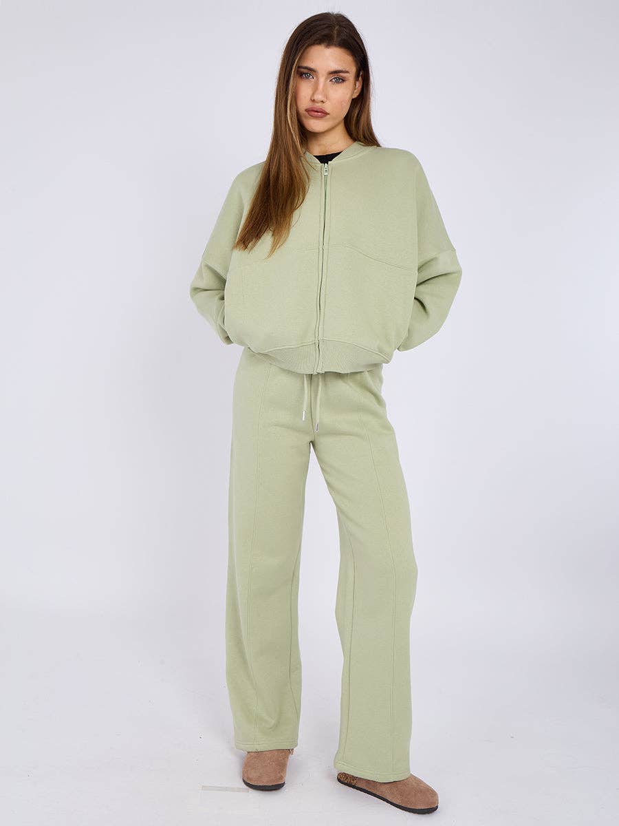 AX Labels - Wholesale Top & Pant Set (NOT Loungewear) - Women's - Oversized Bomber Style Fleece Zipper Co-ord99