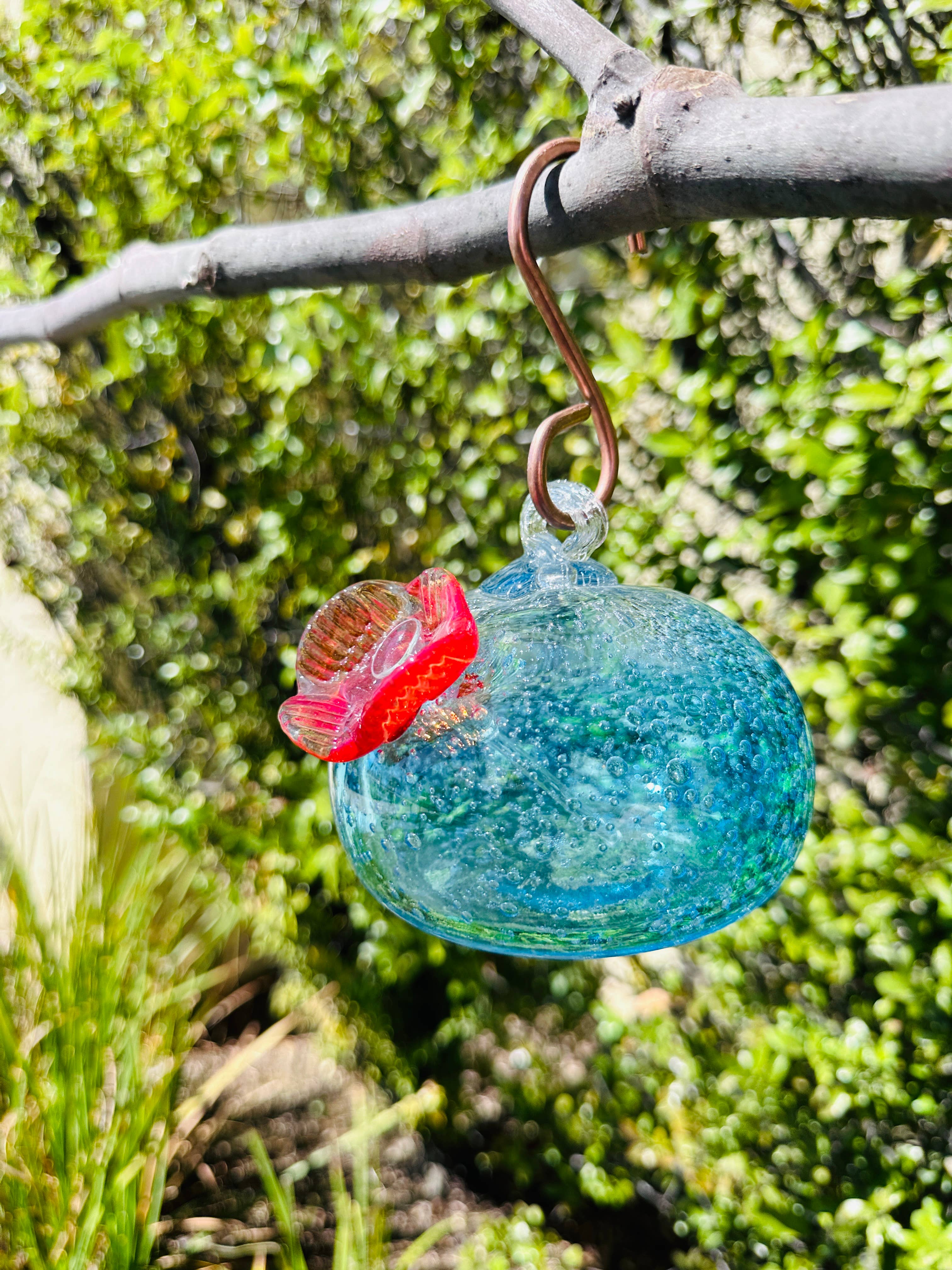 ApricotMint - Wholesale Bird Feeder - Handblown Art Glass Humming Bird Feeder Small4