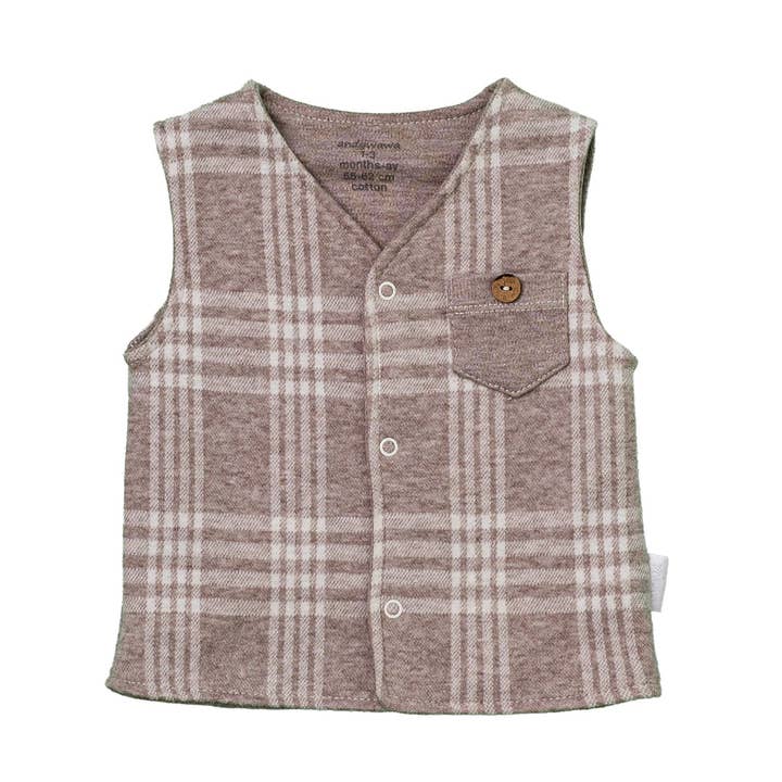 Gilet con tasca scozzese beige per la vendita all'ingrosso da parte di Andywawa